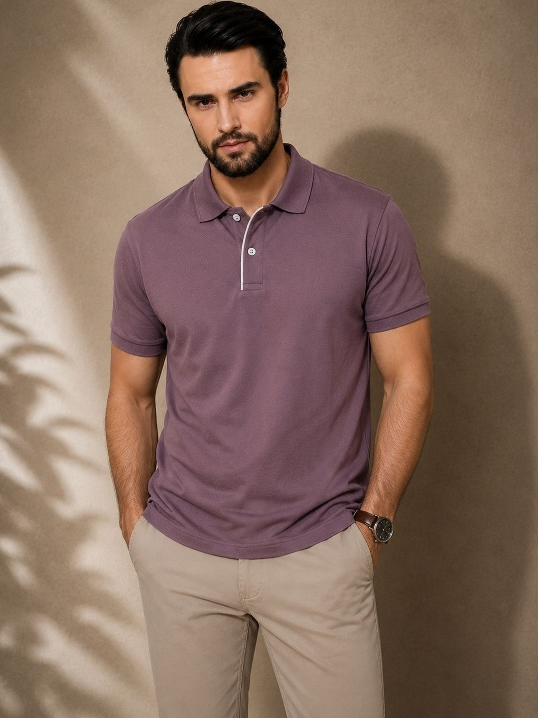 FEVERFEW Men Polo Collar T-shirt
