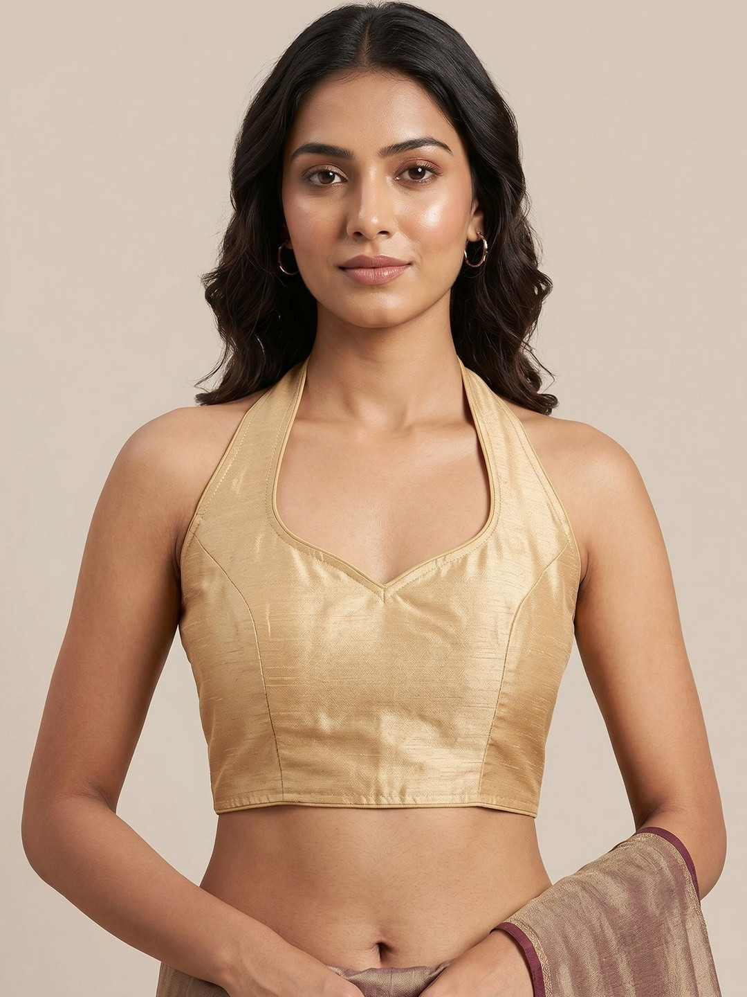 Mytrendzs Cotton Blend Solid Saree Blouse