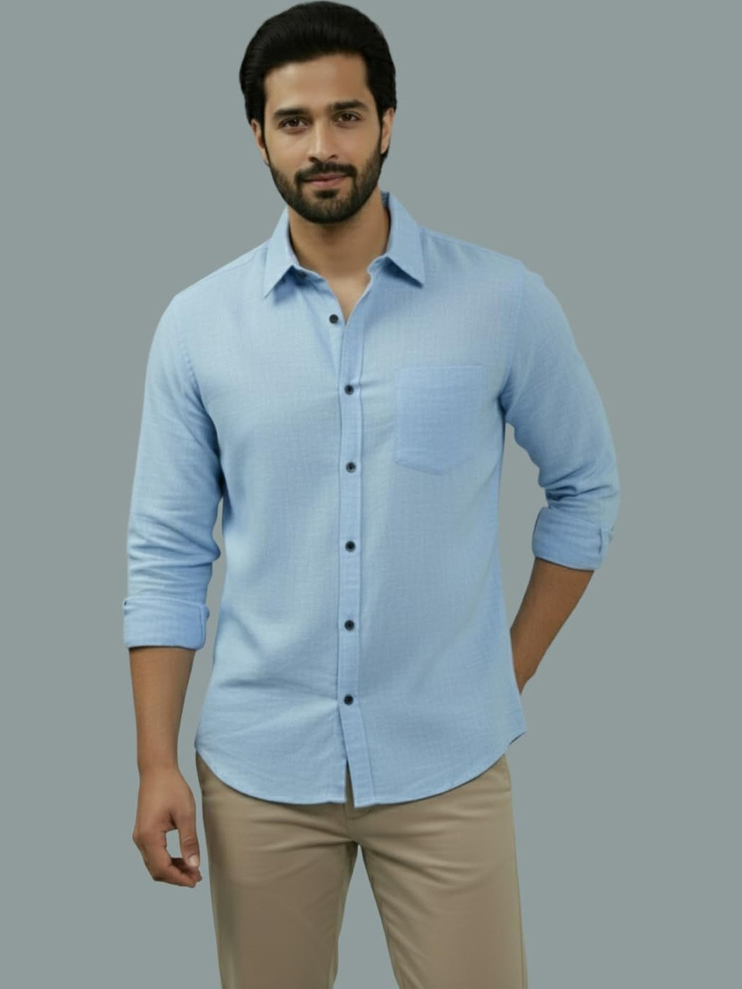 Indirae Men Smart Slim Fit Casual Shirt