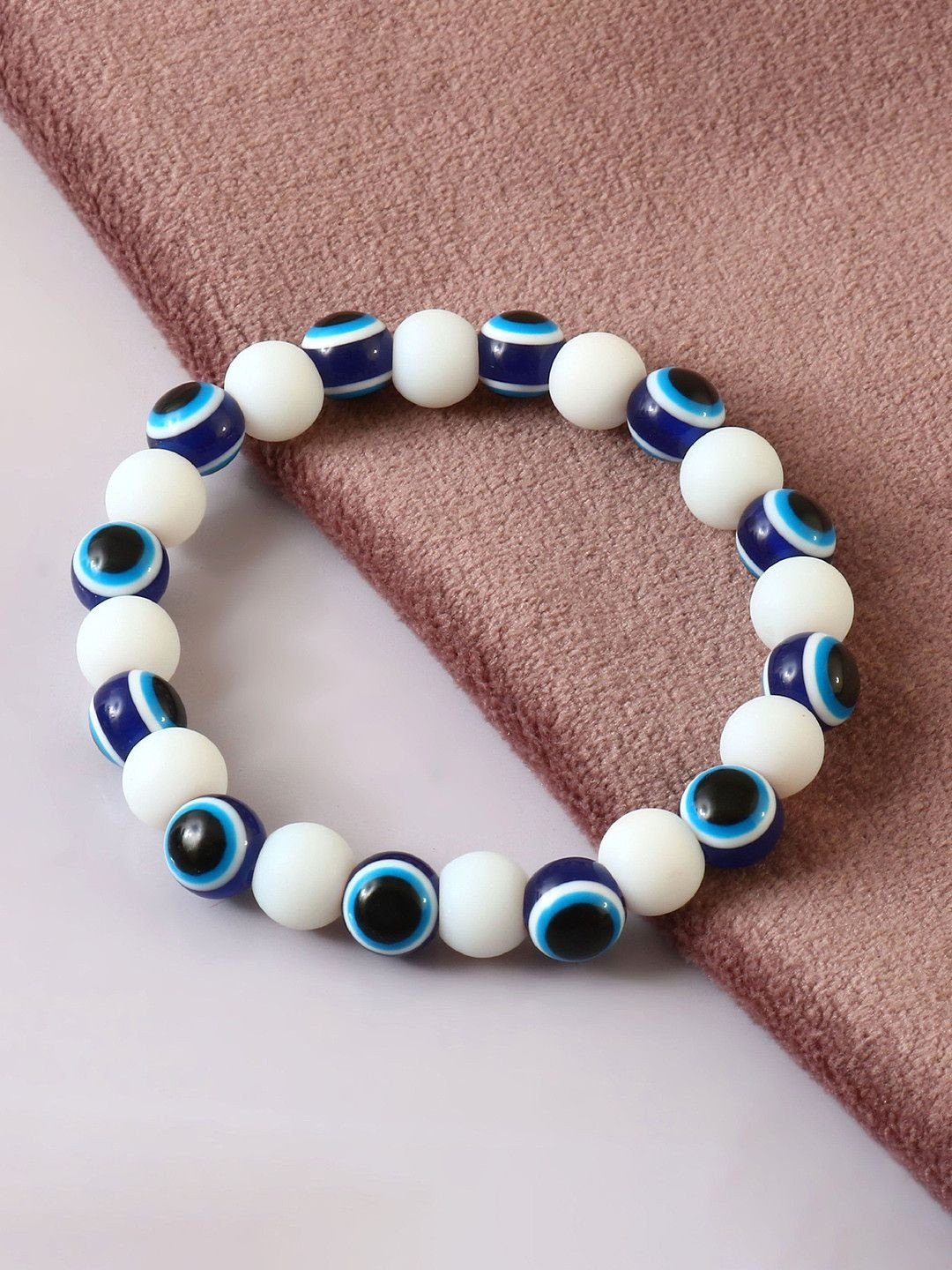 Jewar Mandi Unisex Artificial Beaded Elasticated Evil Eye Charm Bracelet