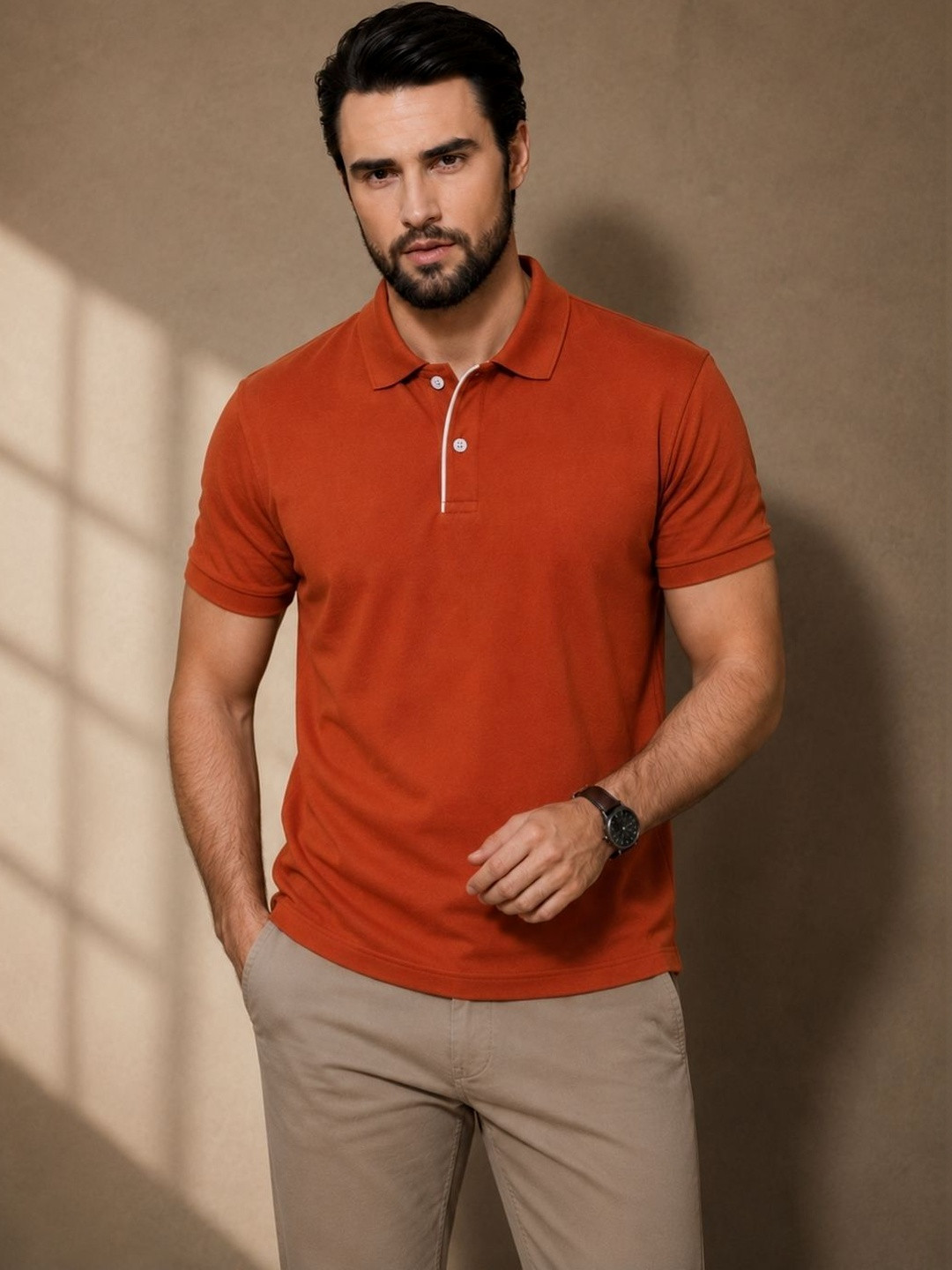 FEVERFEW Men Polo Collar T-shirt