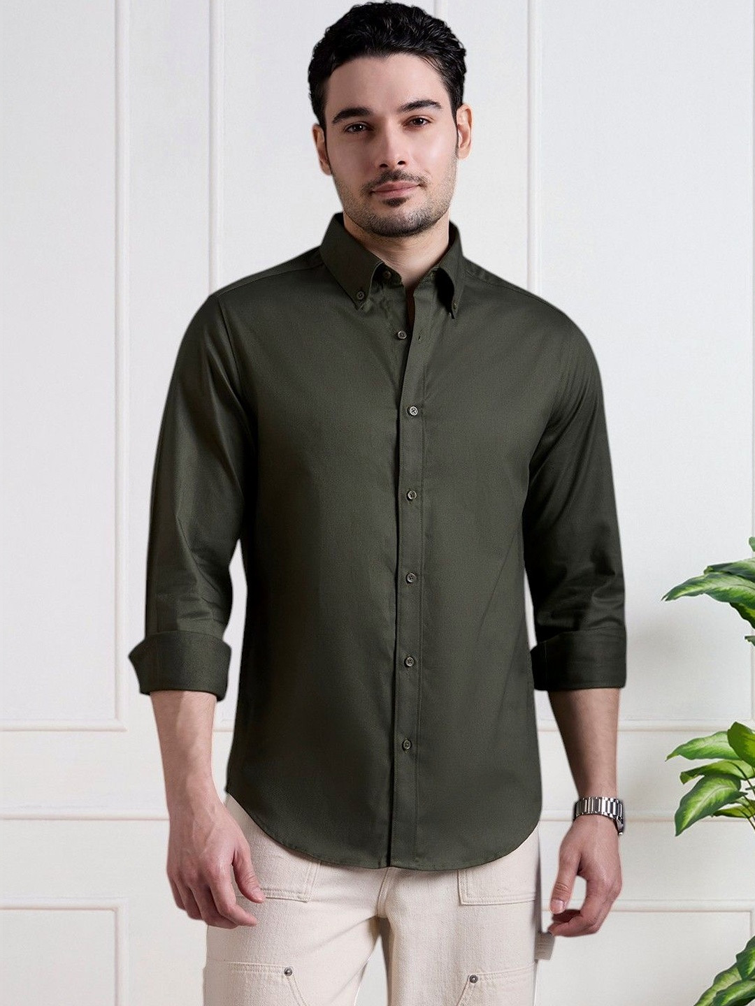 Mast & Harbour Mens Solid Regular Fit Casual Shirt