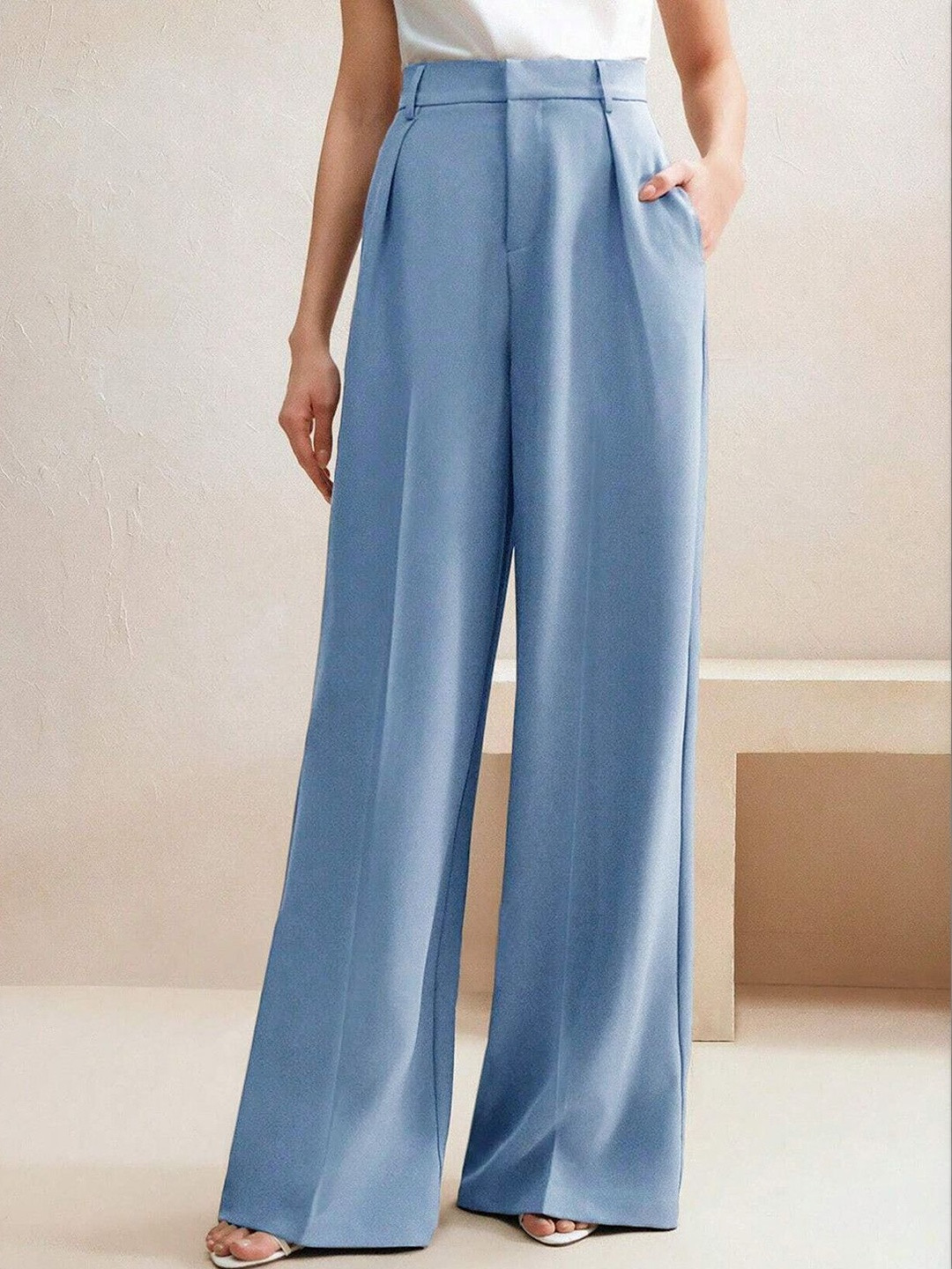 Stylecast X Kotty Women High-Rise Easy Wash Pleated Trousers
