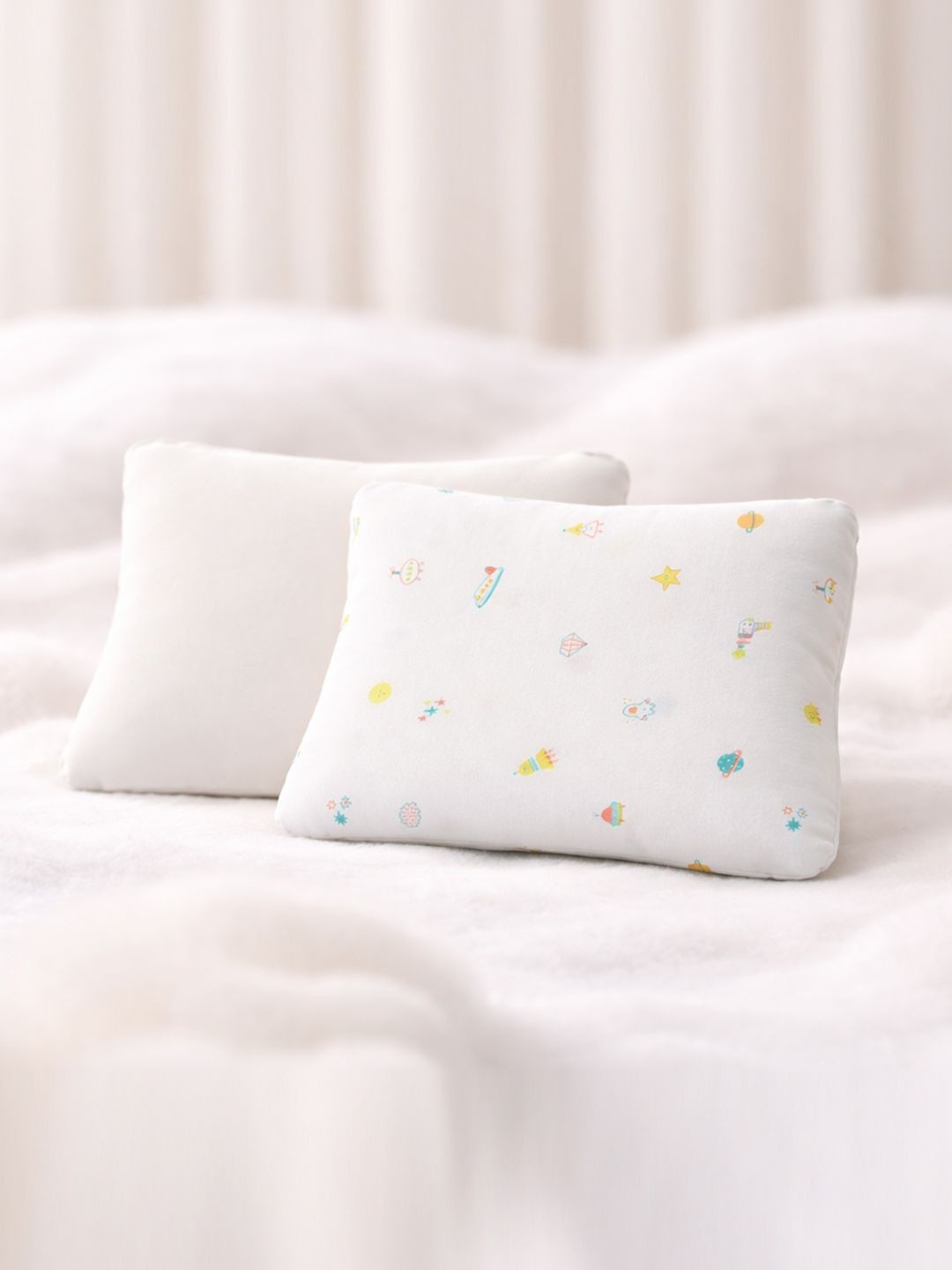 Portico White 1 Pillow & 1 Pillow Cover Fibre Cotton Lightweight Baby Pillow
