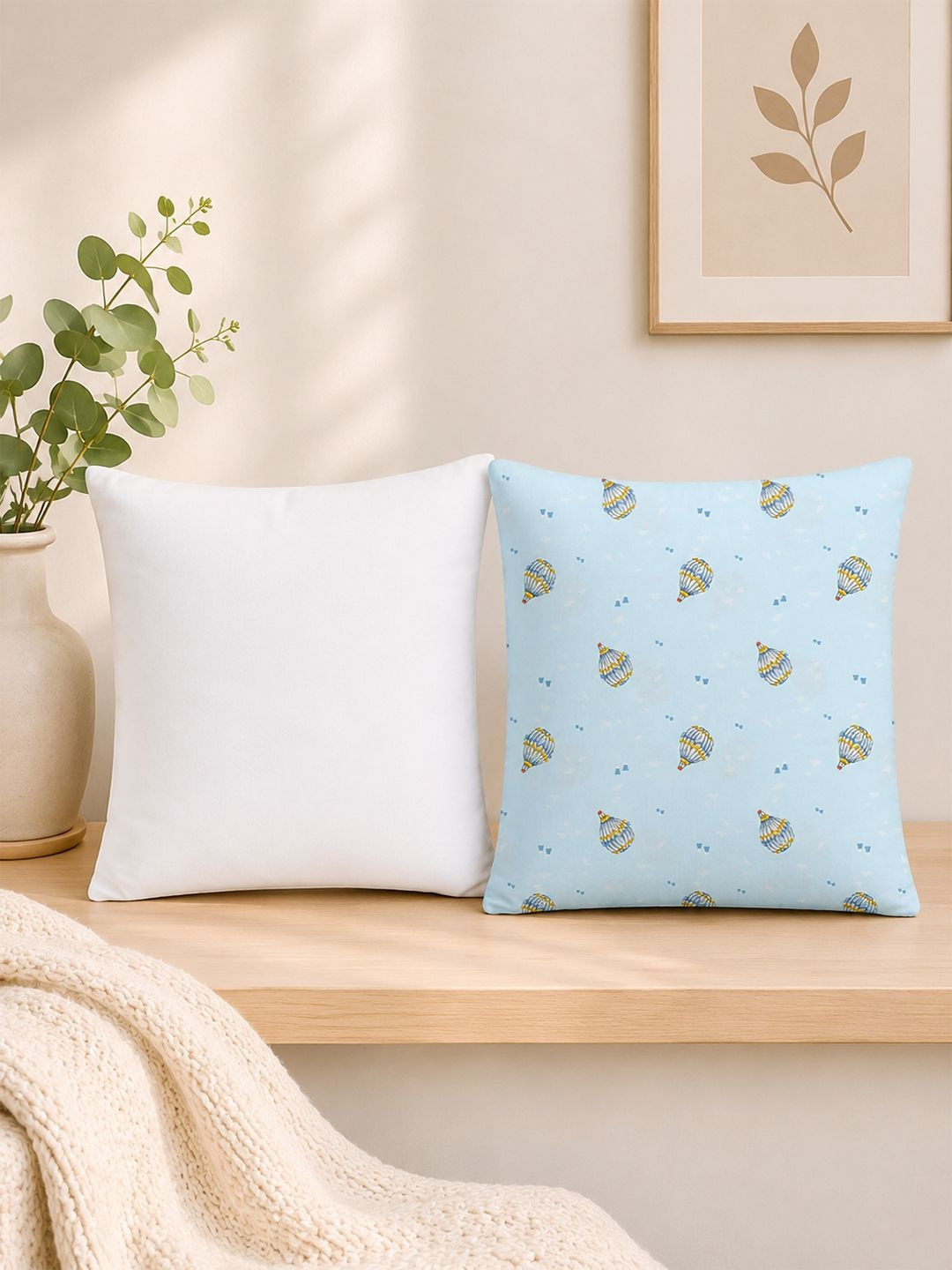 Portico Infants Blue 1 Pillow & 1 Pillow Cover Fibre Cotton Lightweight Baby Pillows