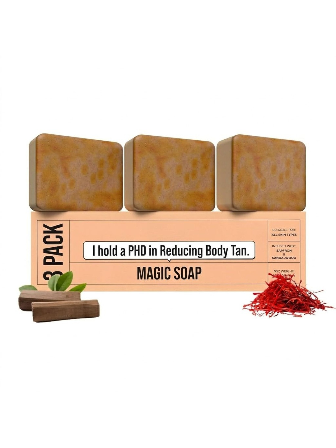 Kamal Herbal Set Of 3 Sandalwood & Saffron Bath Soap - 100 g Each