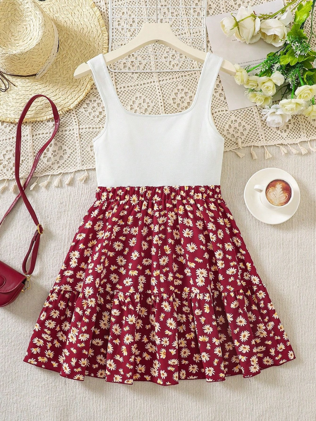 KALINI Floral Print A-Line Dress
