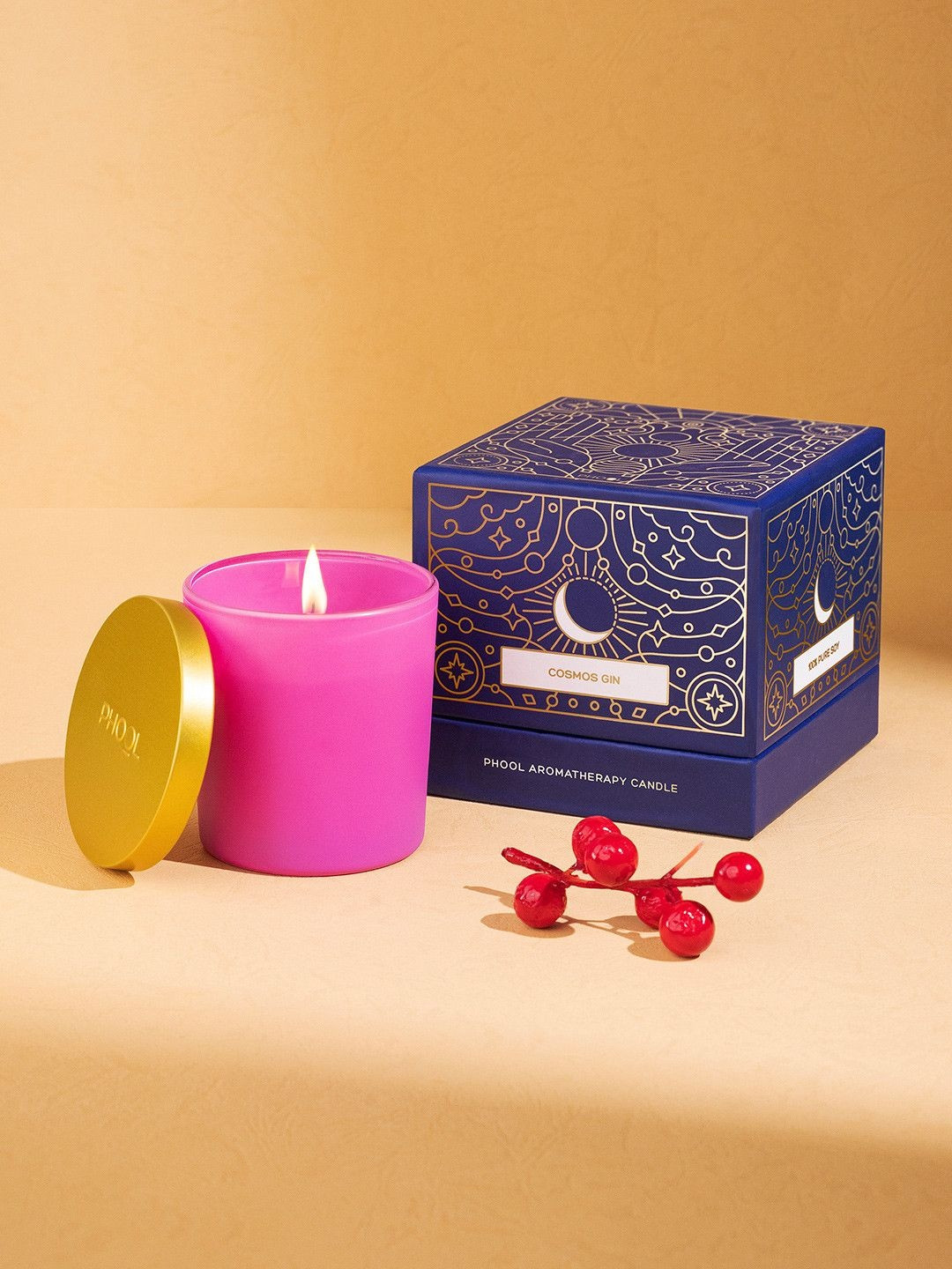 Phool Cosmos Gin Scented 1 Wick Lavender and Chamomile Solid Geometric Regular Jar Candles
