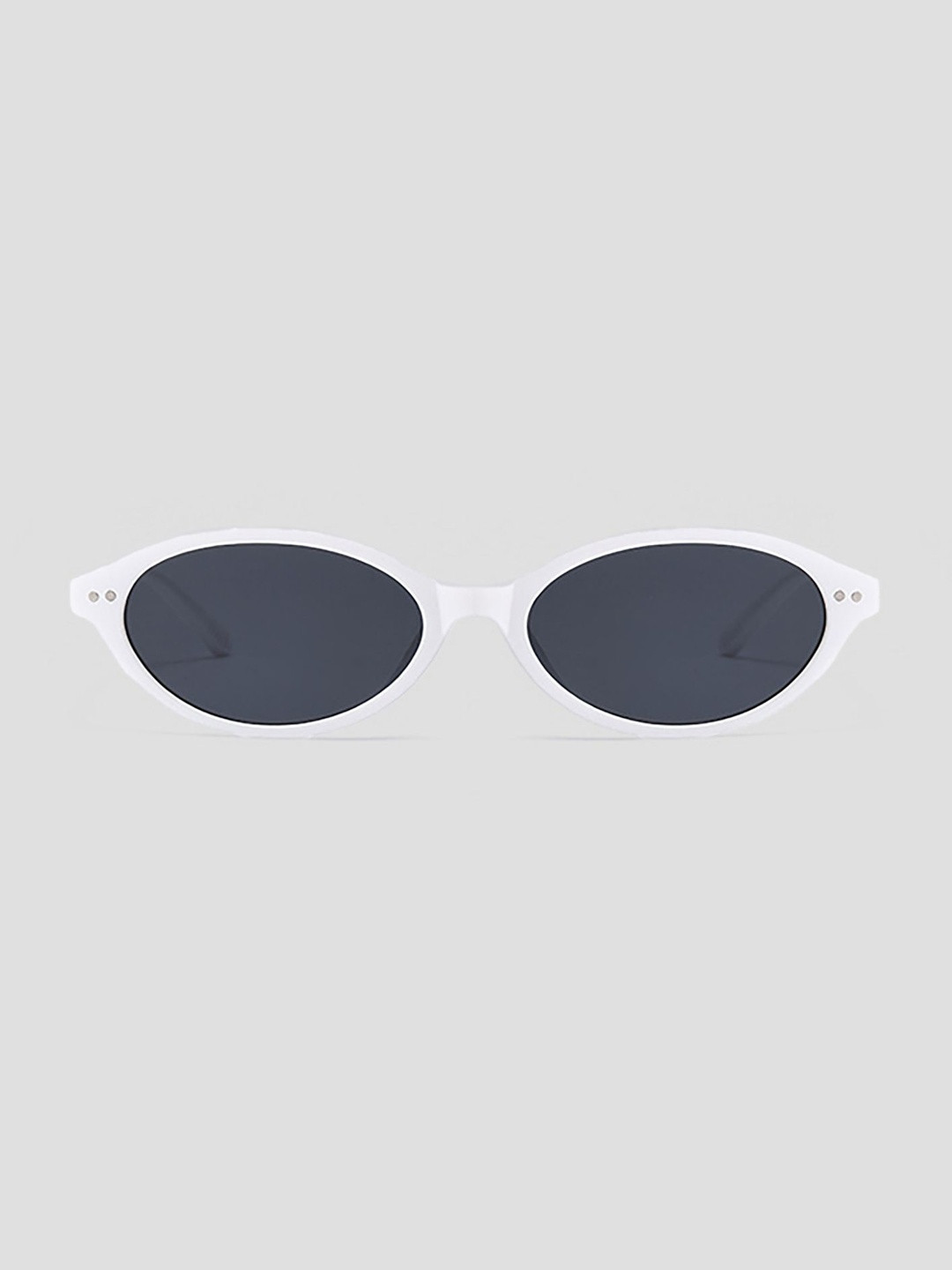 LULU & SKY Women Black Lens & White Oval Sunglasses with