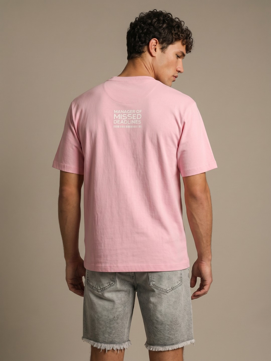 glitchez Typography Printed Round Neck Relaxed Fit T-Shirt