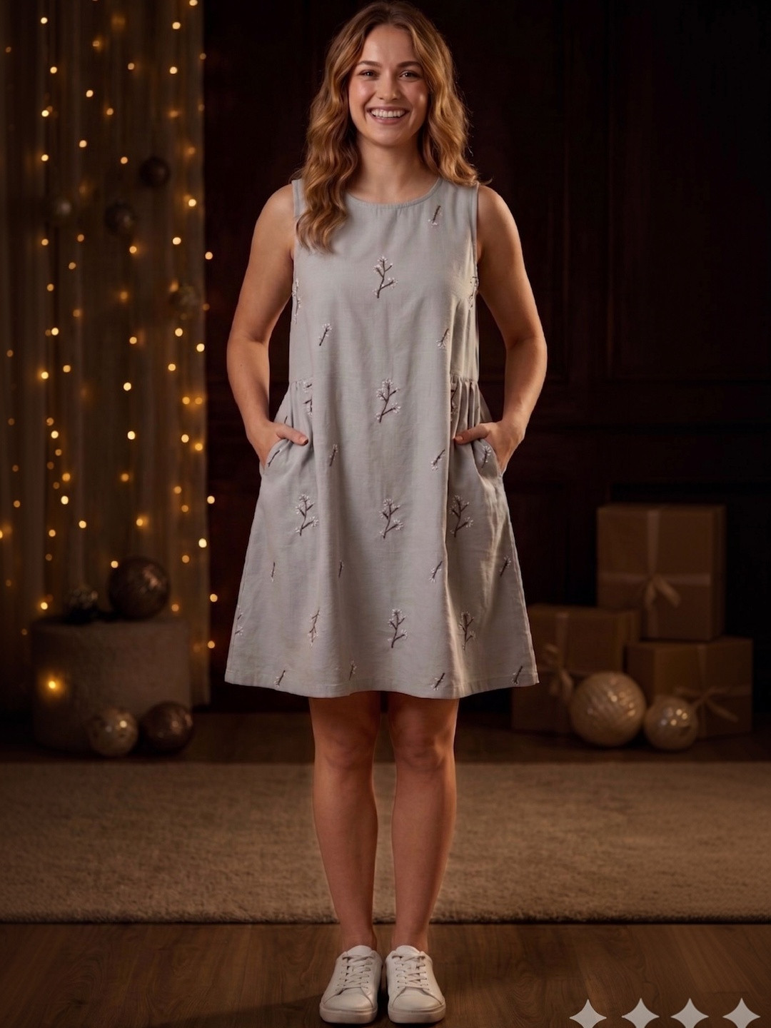 Twelve South Floral Embroidered A-Line Dress