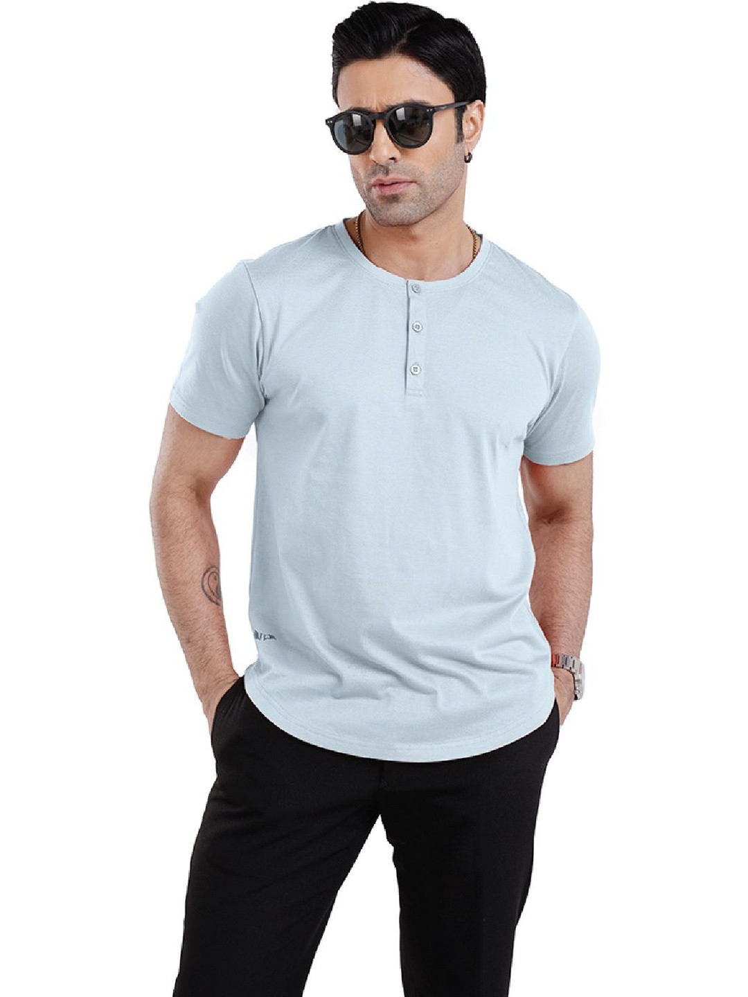 WEWEAR Men Henley Neck T-shirt