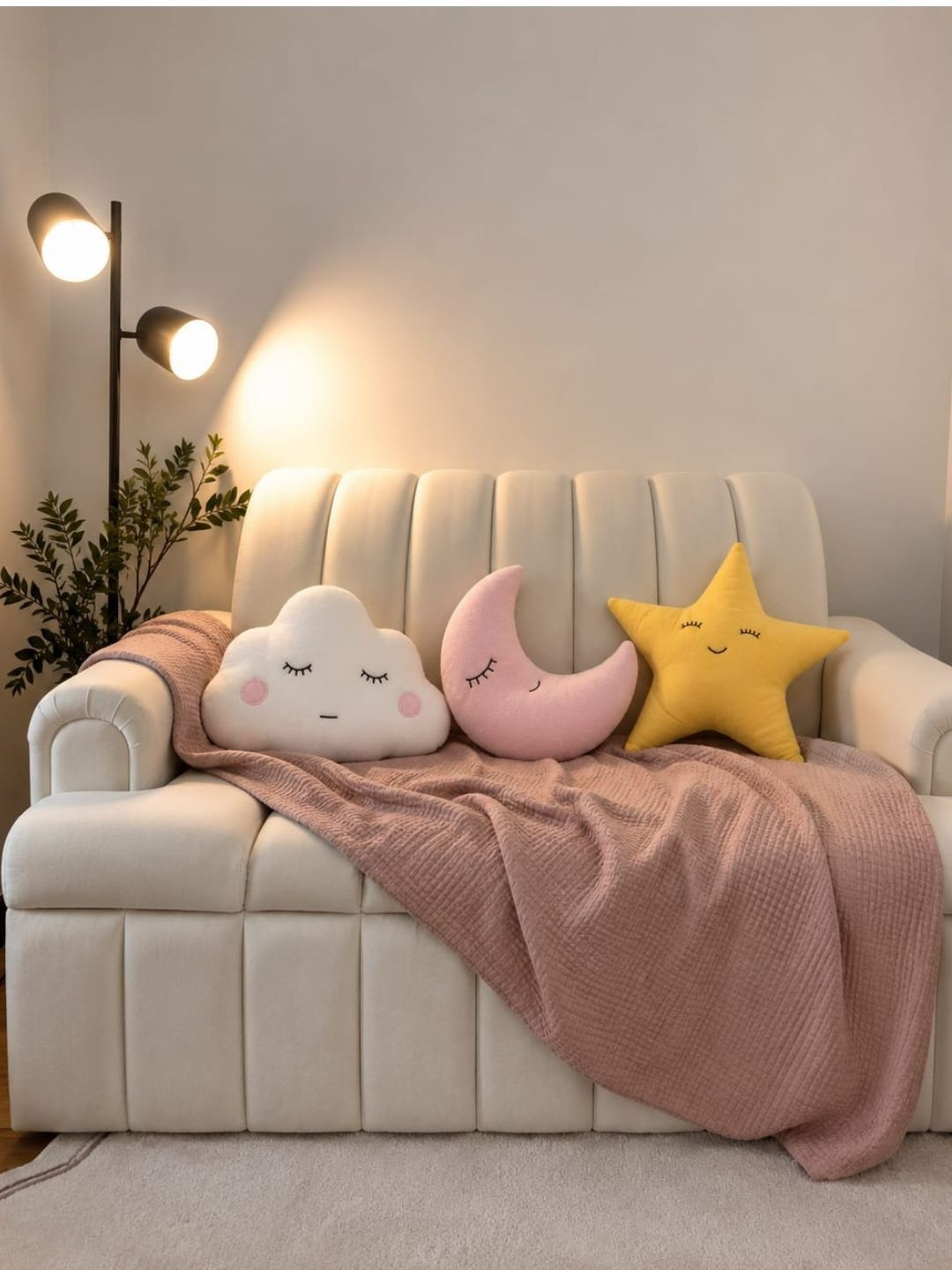 Dhrohar 3-Pcs White Velvet Cushions