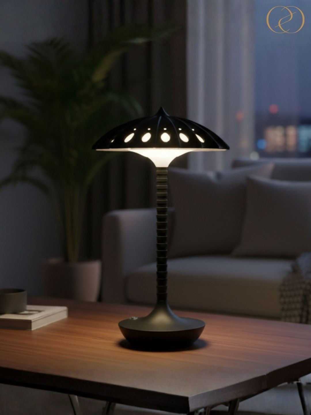 ELARE Black Metal Contemporary Abstract Shaped Table Lamp