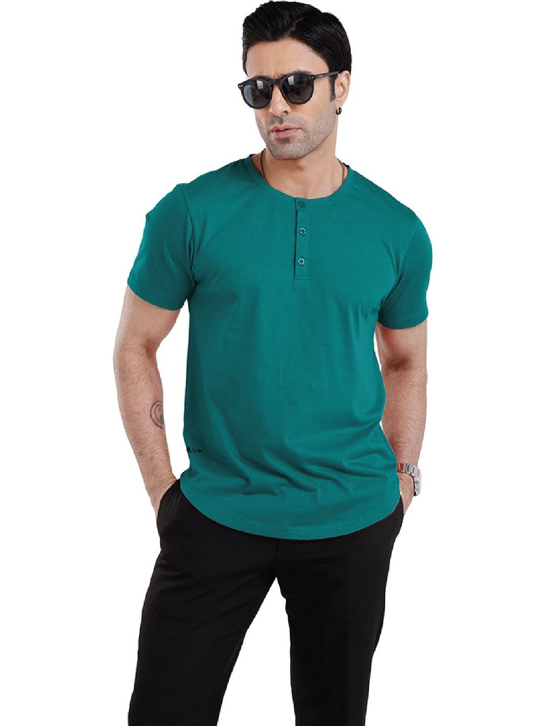 WEWEAR Men Henley Neck T-shirt