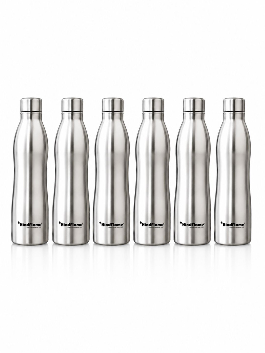 Hindflame Silver Wave (Pack of 6) Stainless Steel Wall Vacuum Water Bottle 1000ml