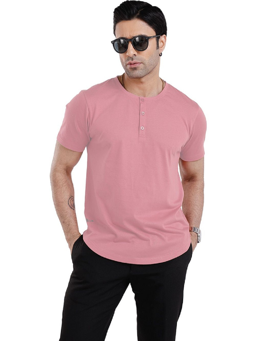 WEWEAR Men Henley Neck T-shirt