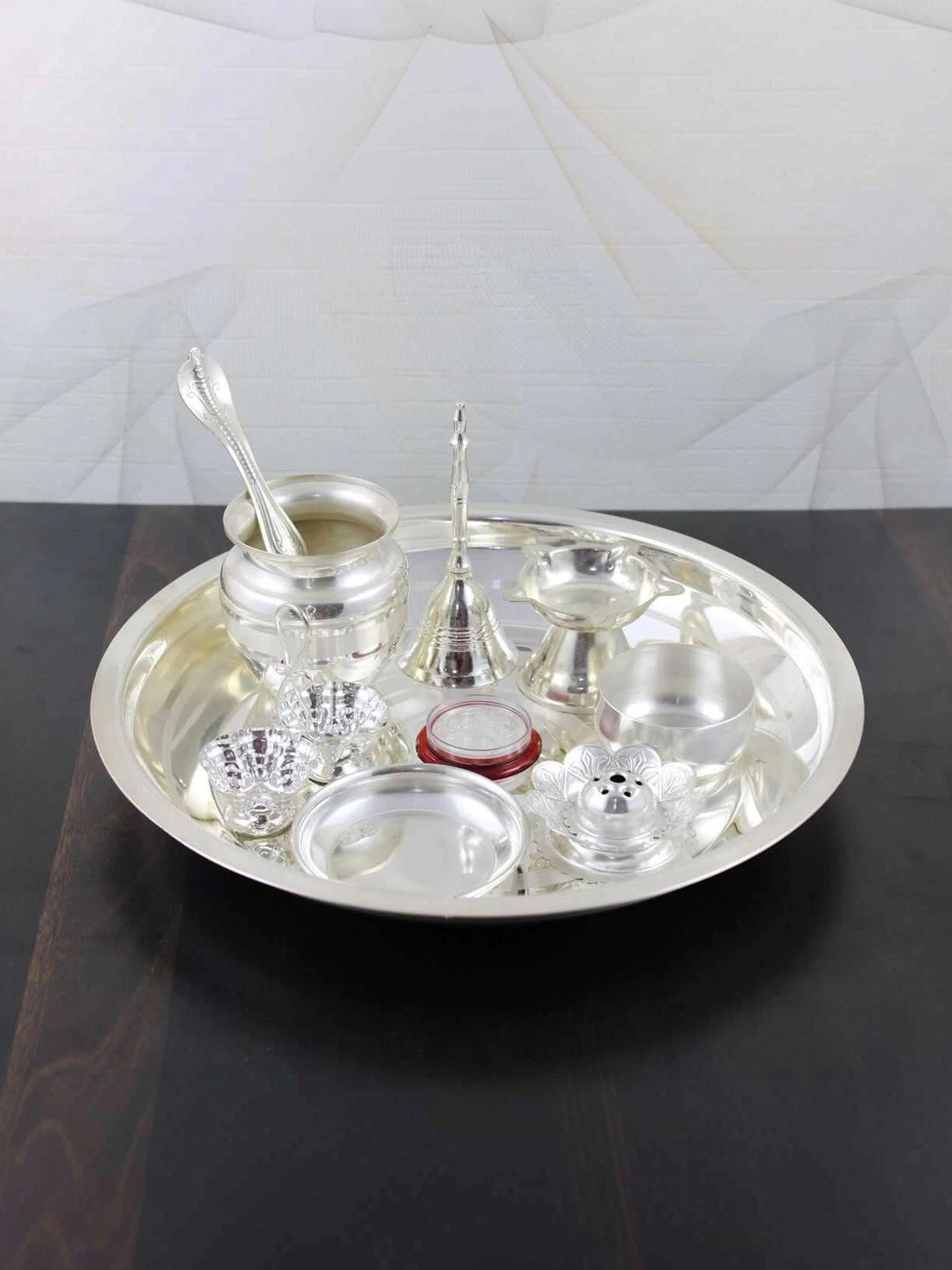 GoldGiftIdeas Silver-Plated Pooja Thali