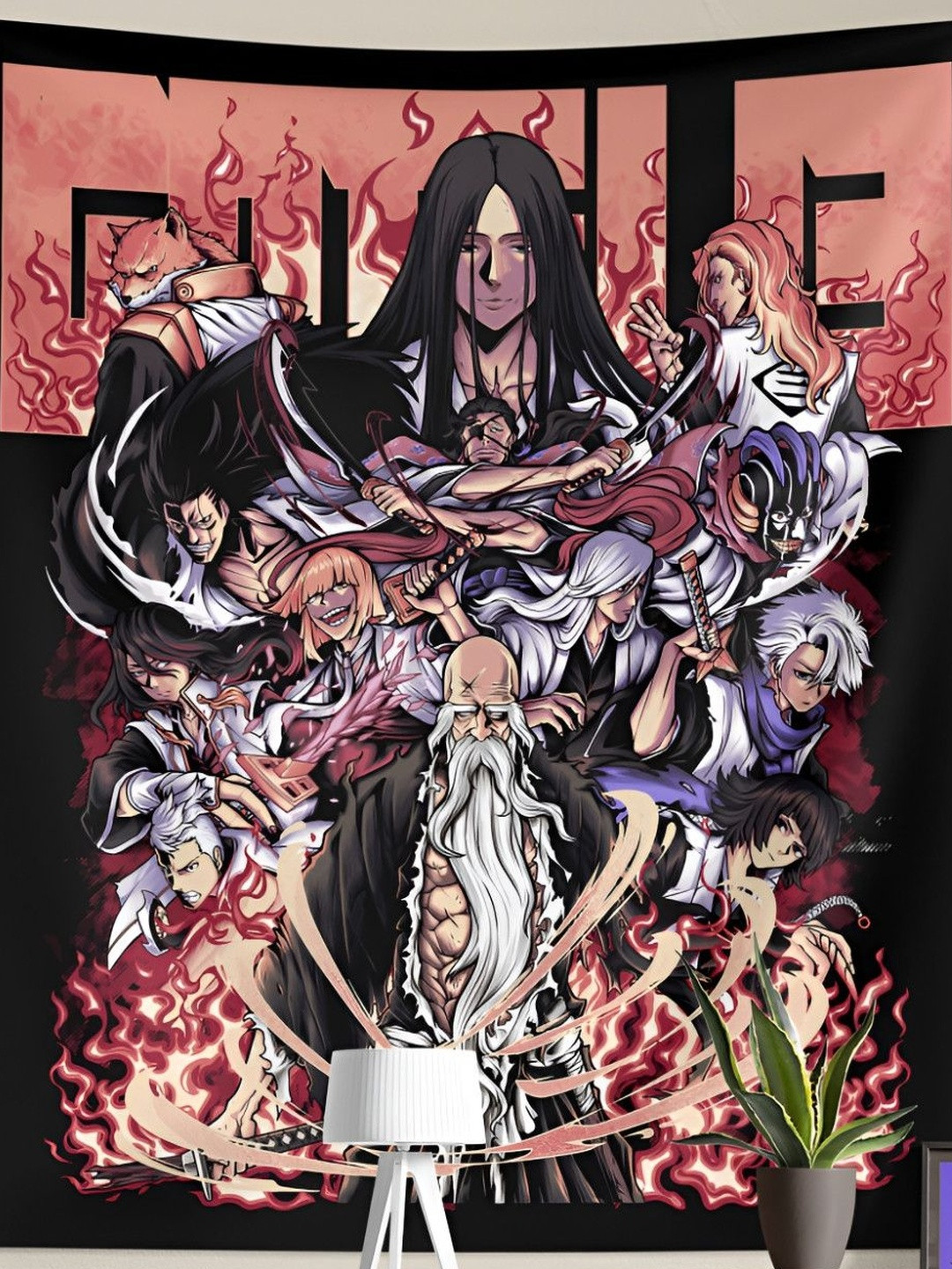 COMICSENSE Black & Pink Bleach Anime Thirteen Blades Anime Printed Wall Hanging Tapestry