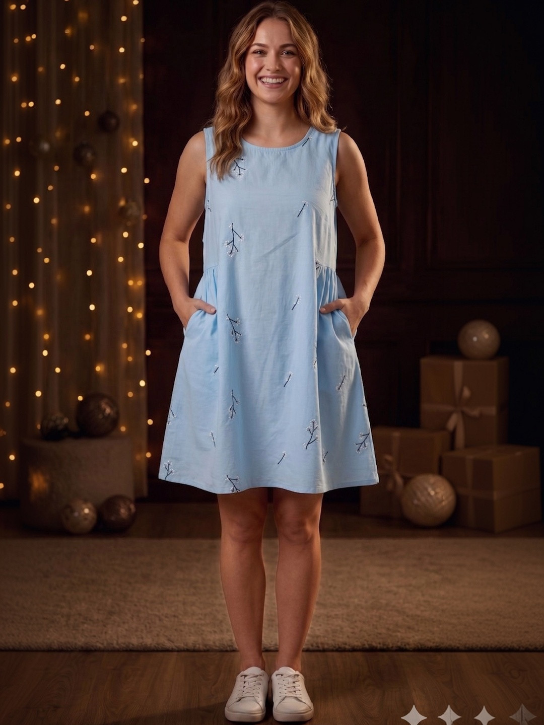 Twelve South Floral Embroidered A-Line Dress