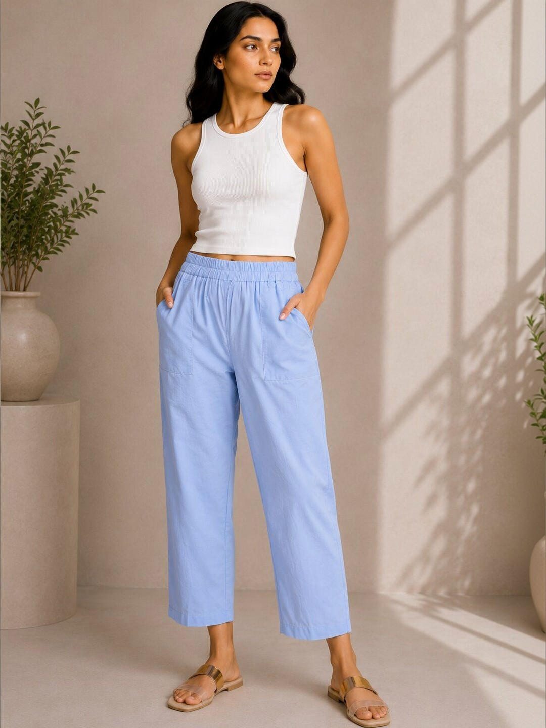 MUUN Women Relaxed High-Rise Trousers