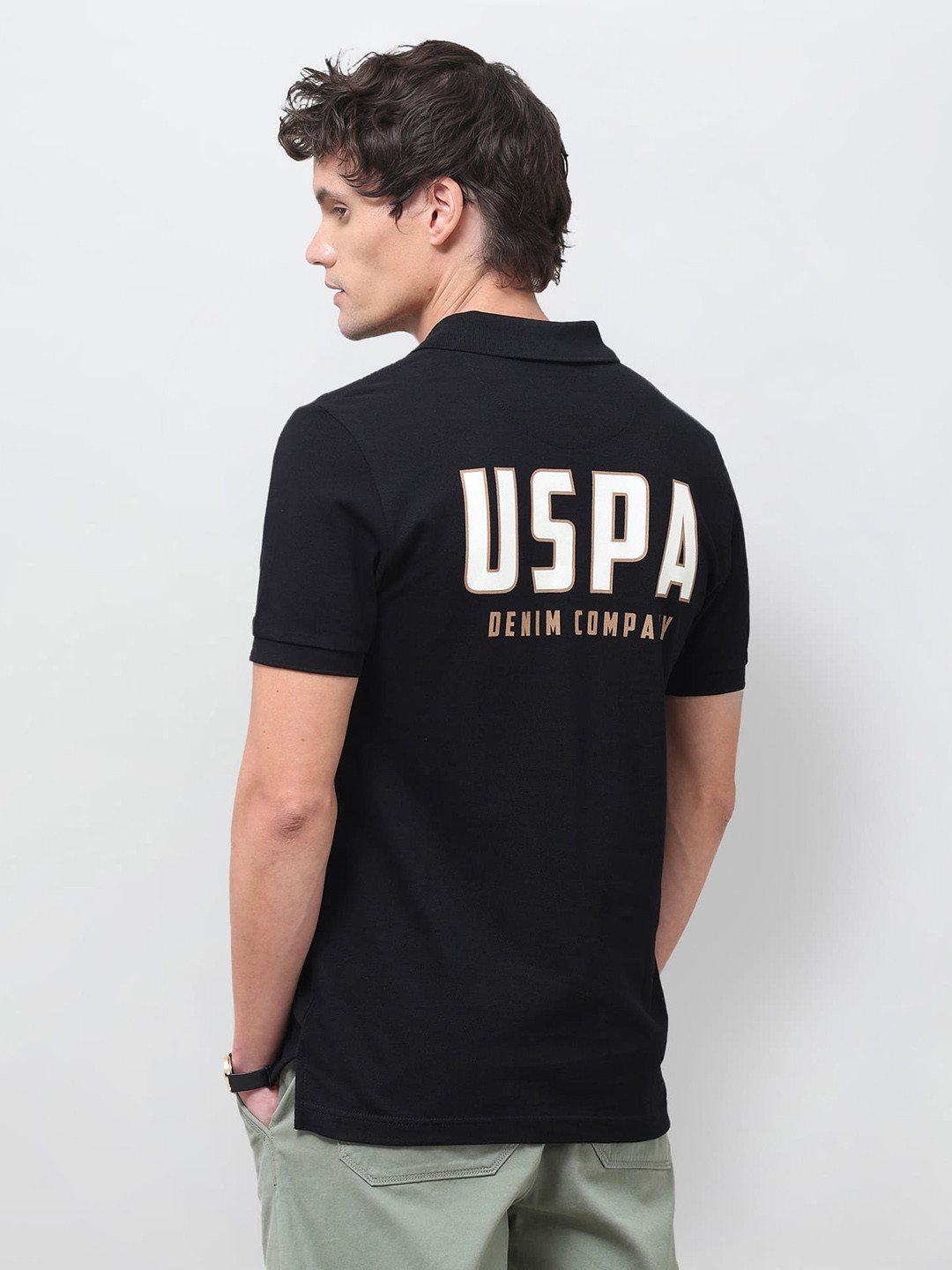 U.S. Polo Assn. Denim Co. Brand Logo Printed Polo Collar Pure Cotton Slim Fit T-shirt