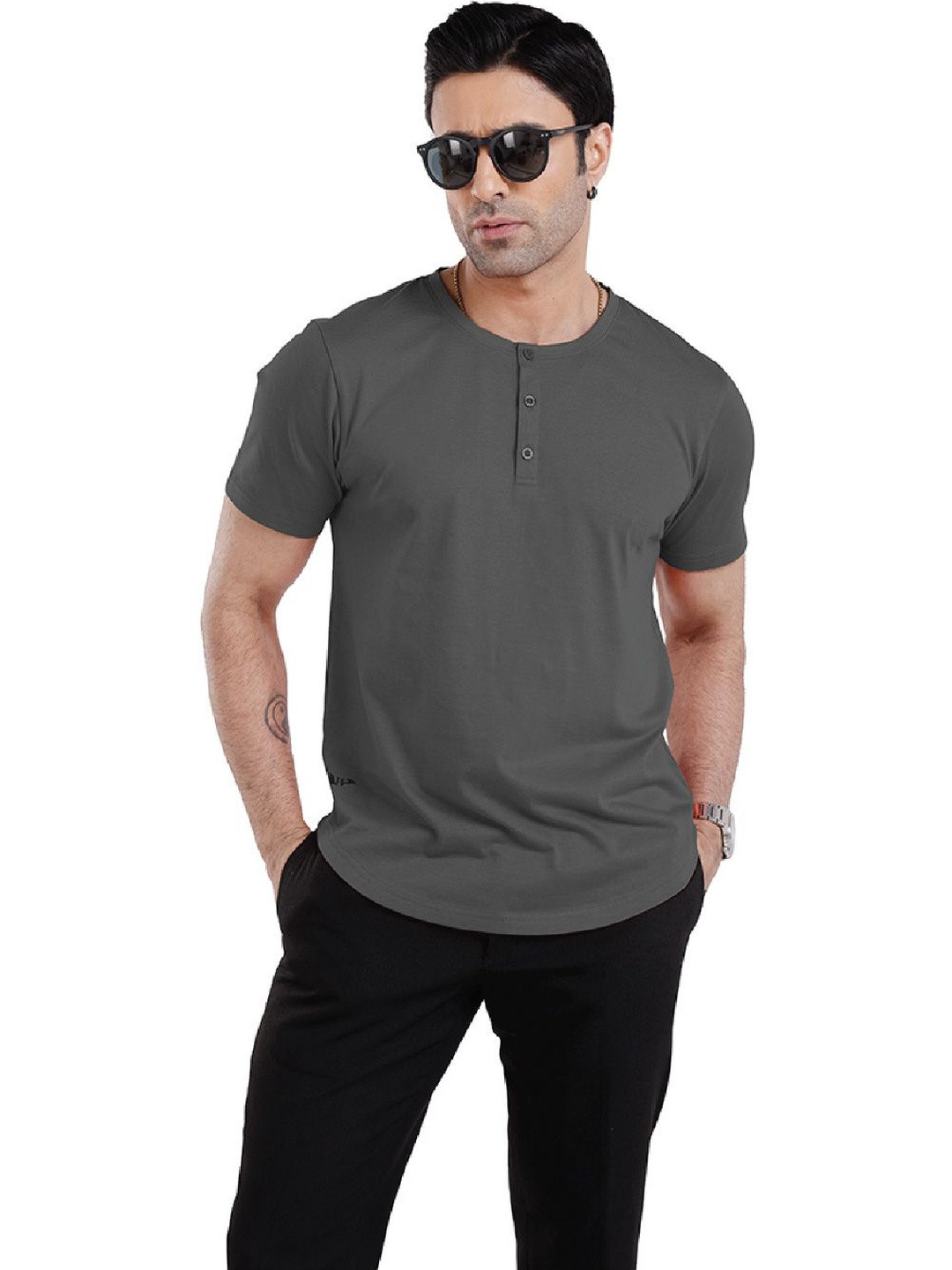 WEWEAR Men Henley Neck T-shirt