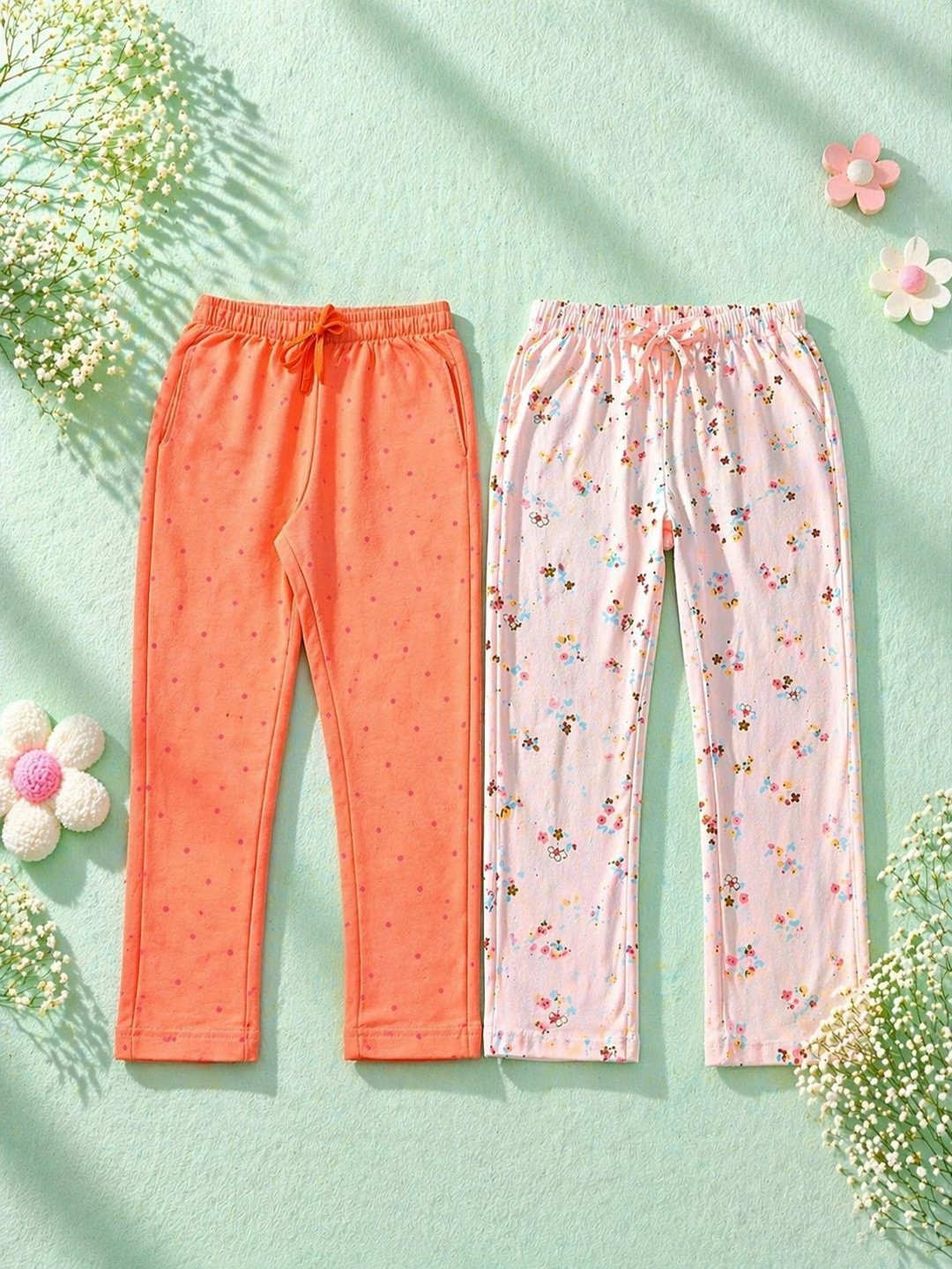 Parrot Crow Girls Pack of 2 Regular Fit Floral Track Pants