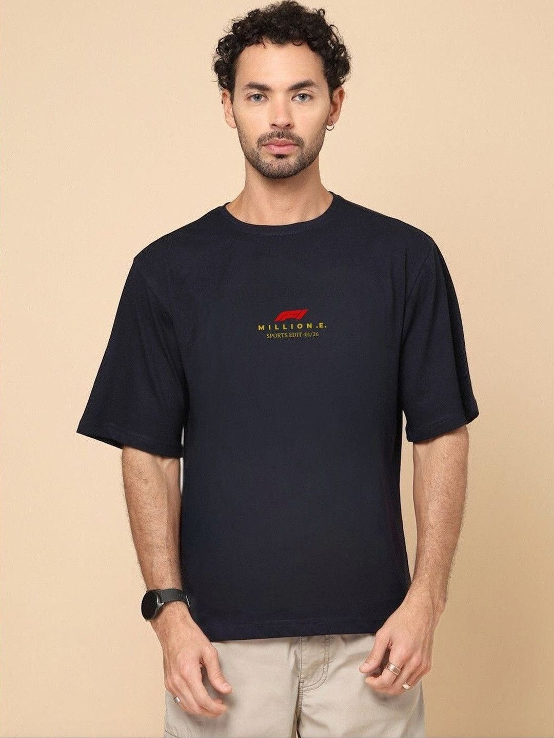 MILLION EMOTIONS Men Typography Printed Drop-Shoulder Sleeves Bio Finish T-shirt