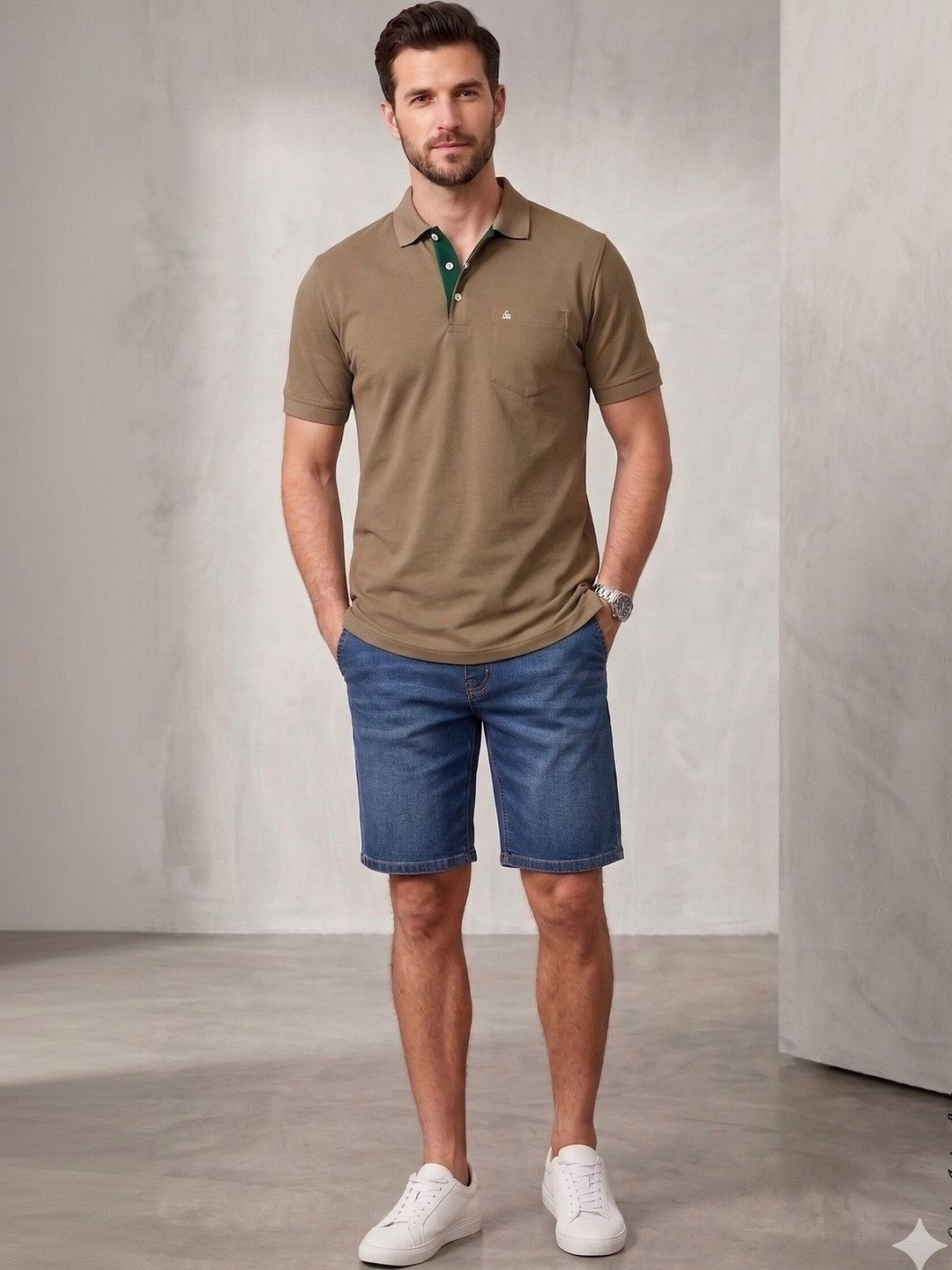 Pierre Carlo Men Polo Collar Pockets T-shirt