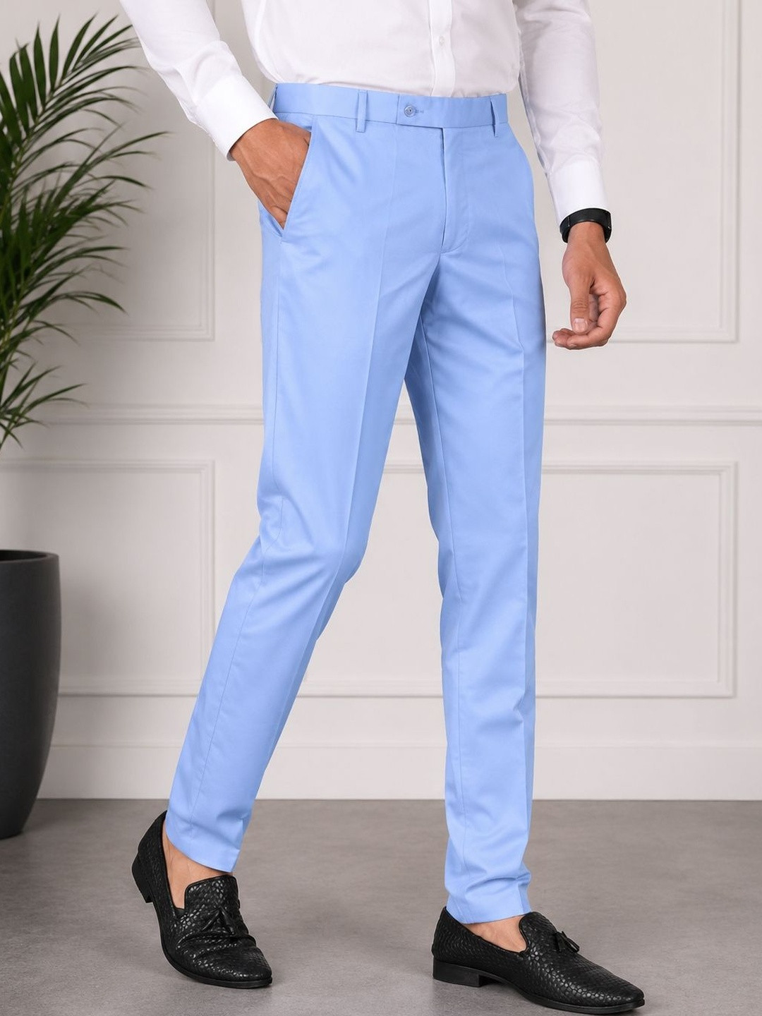 GHABA CREATION Men Cotton Smart Regular Fit Formal Trousers