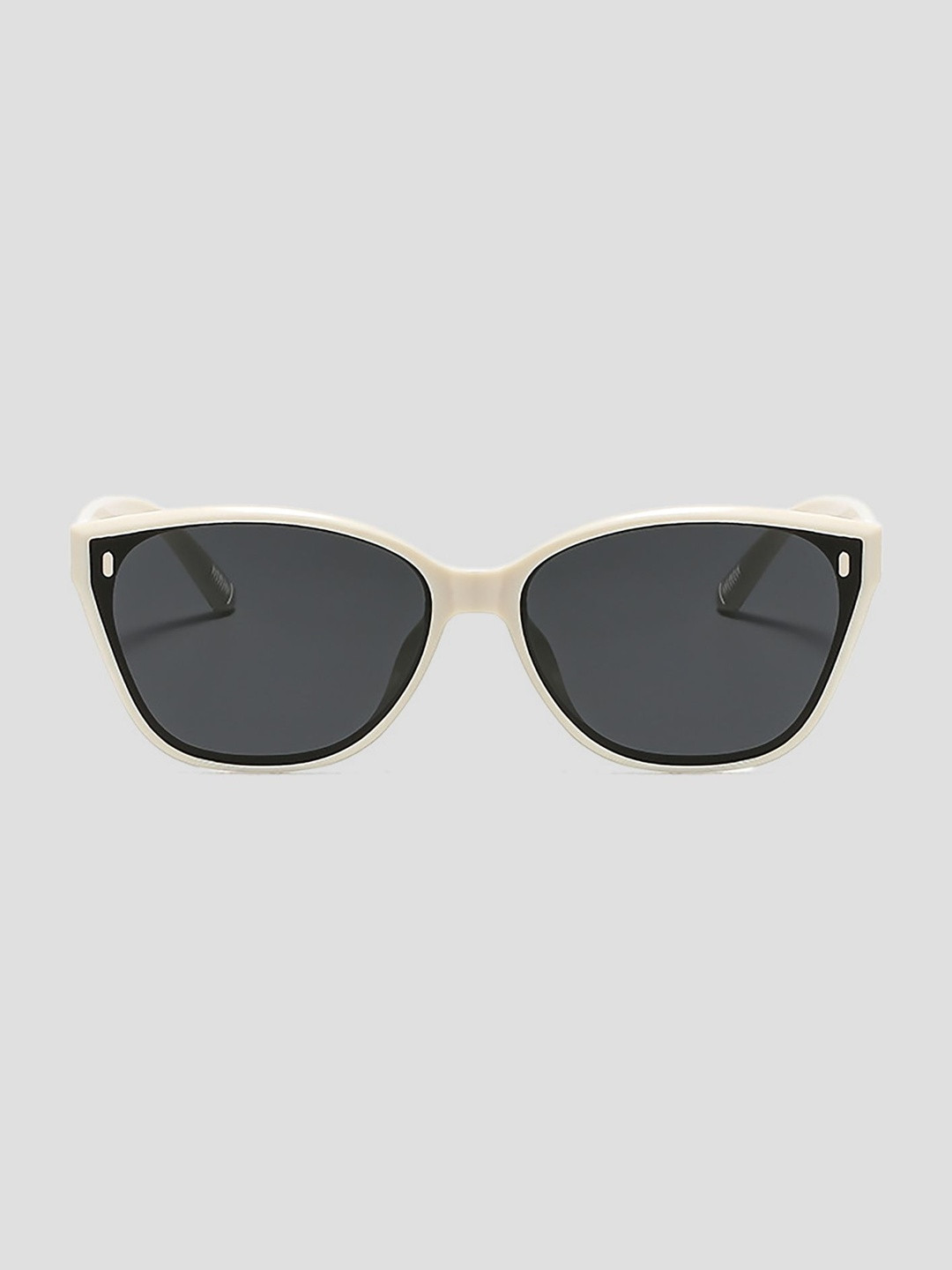 LULU & SKY Women Black Lens & White Cateye Sunglasses with