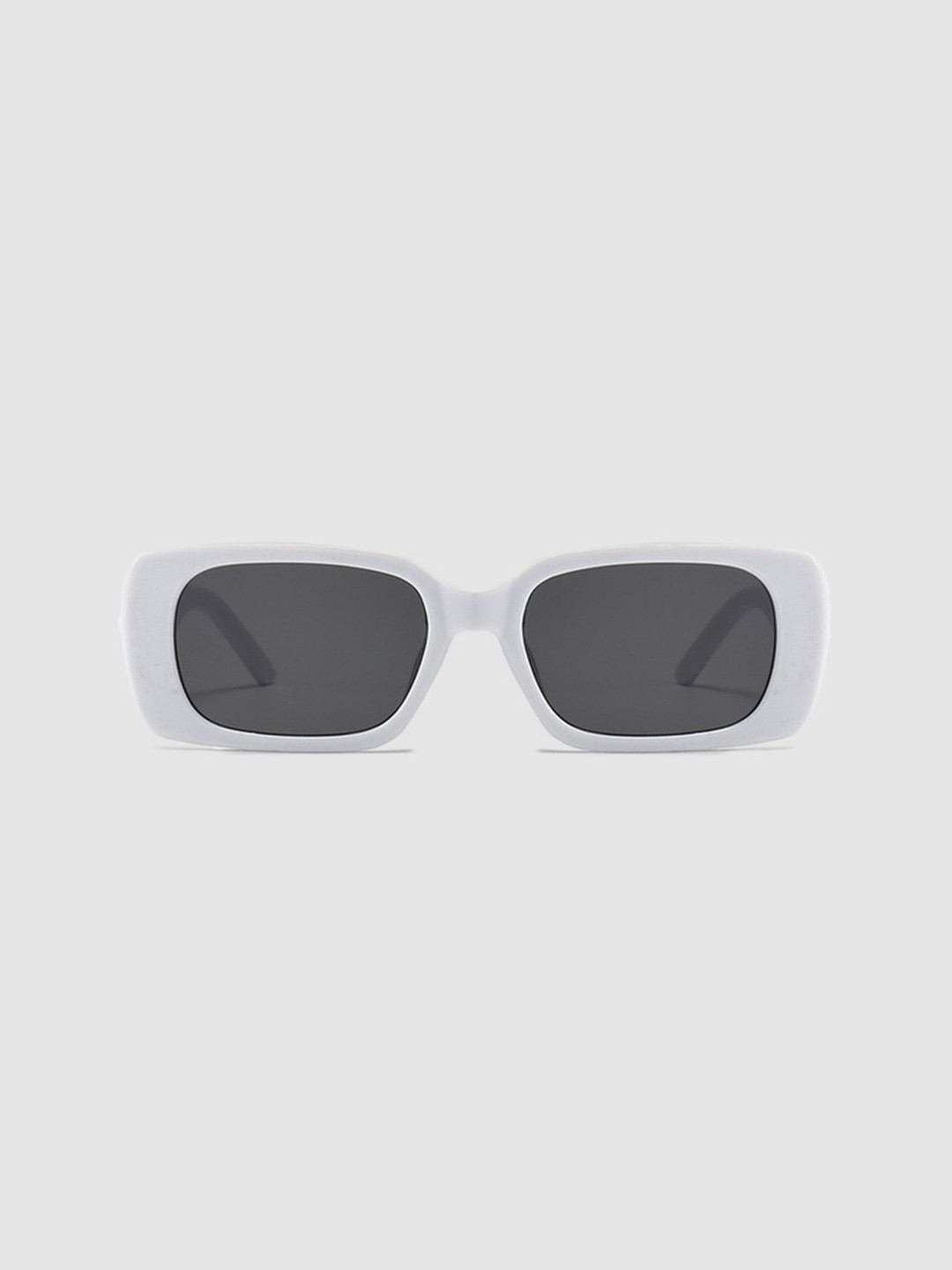 LULU & SKY Women Black Lens & White Rectangle Sunglasses with