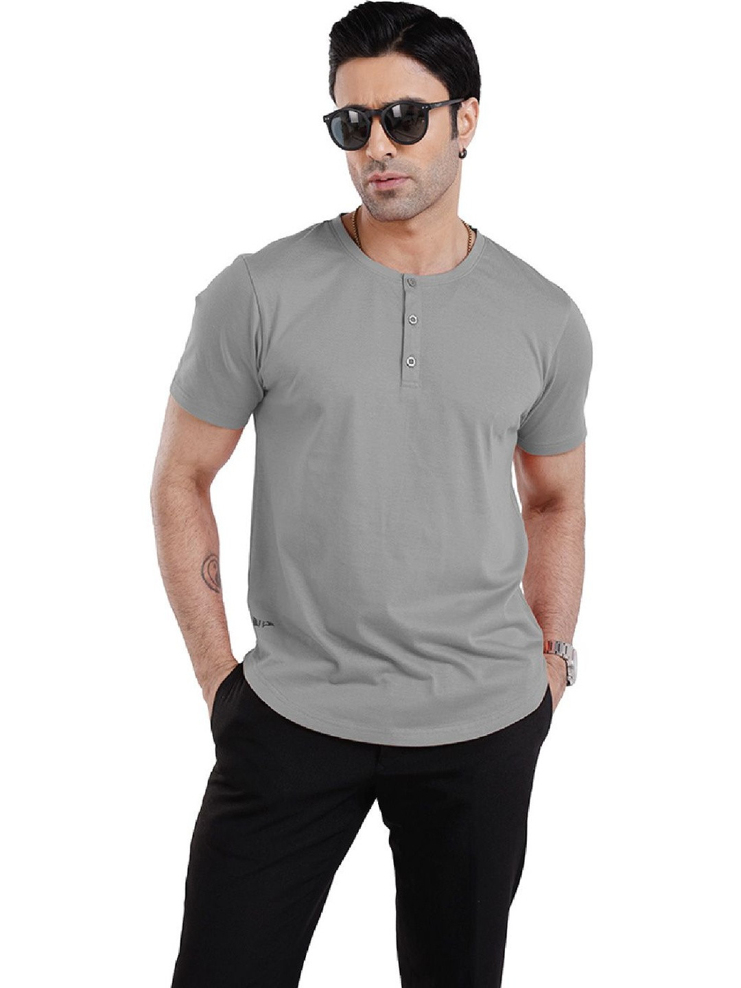 WEWEAR Men Henley Neck T-shirt