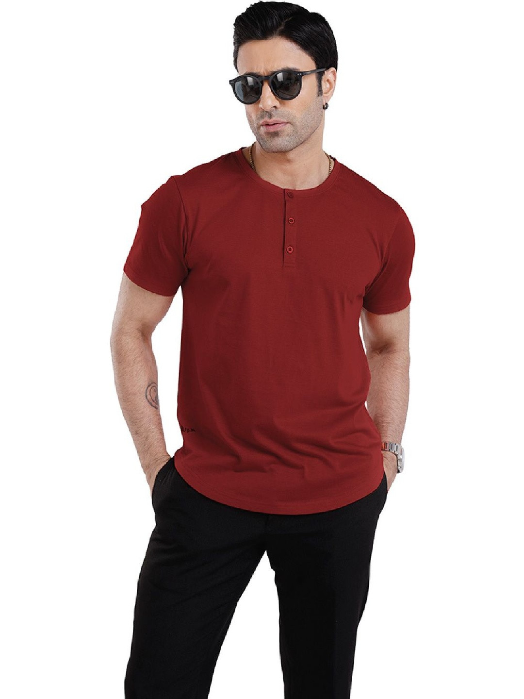 WEWEAR Men Henley Neck T-shirt