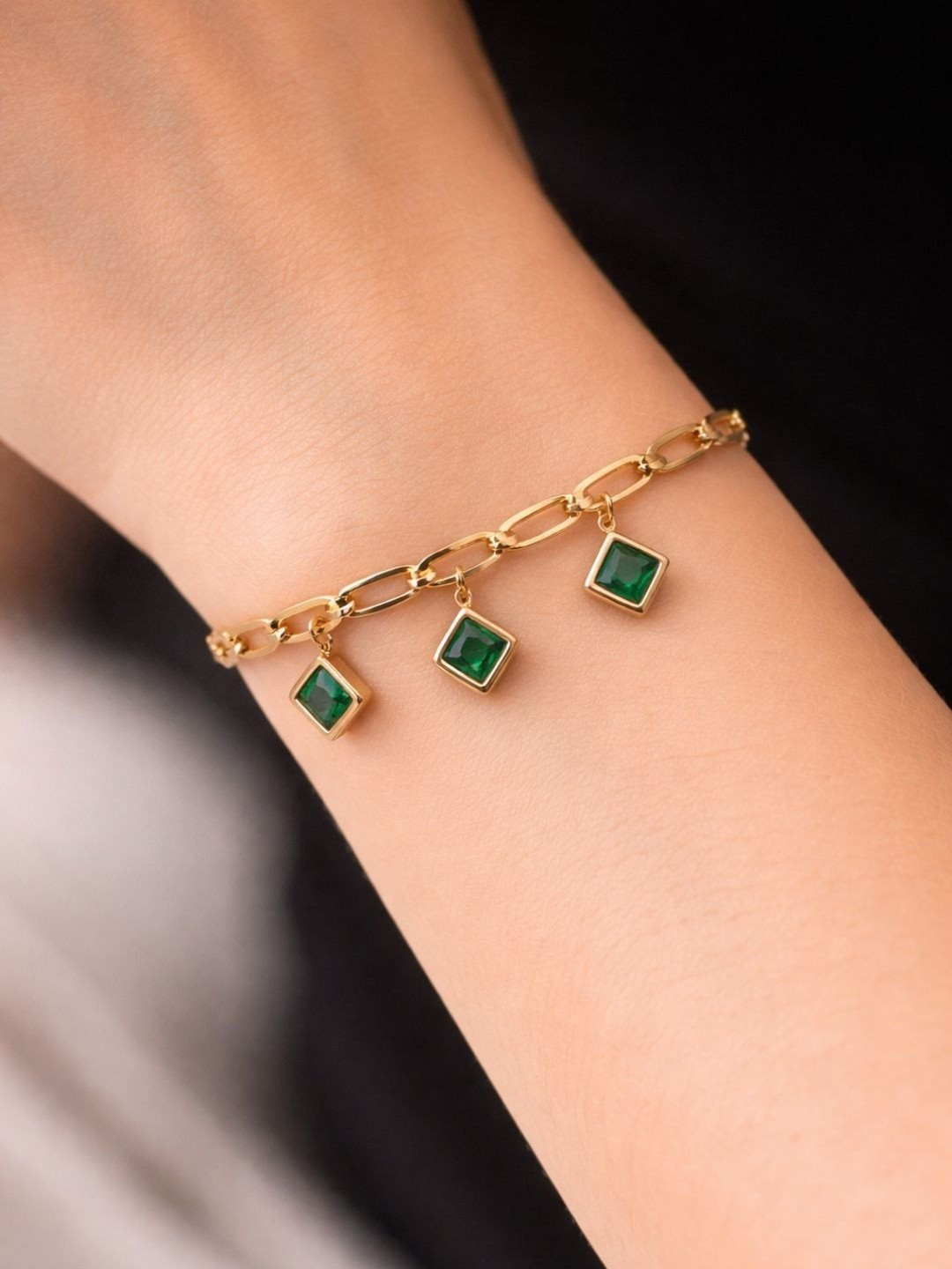 RaasRani Women Gold-Plated Cubic Zirconia Wraparound Bracelet