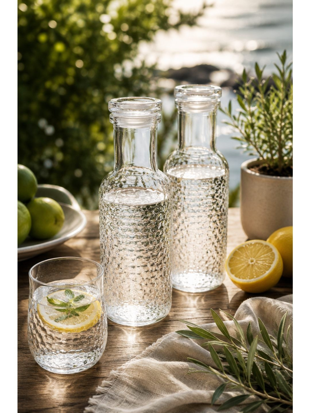 RUHANI HOMES Transparent & Transparent Set of 2 Glass Solid Water Bottle