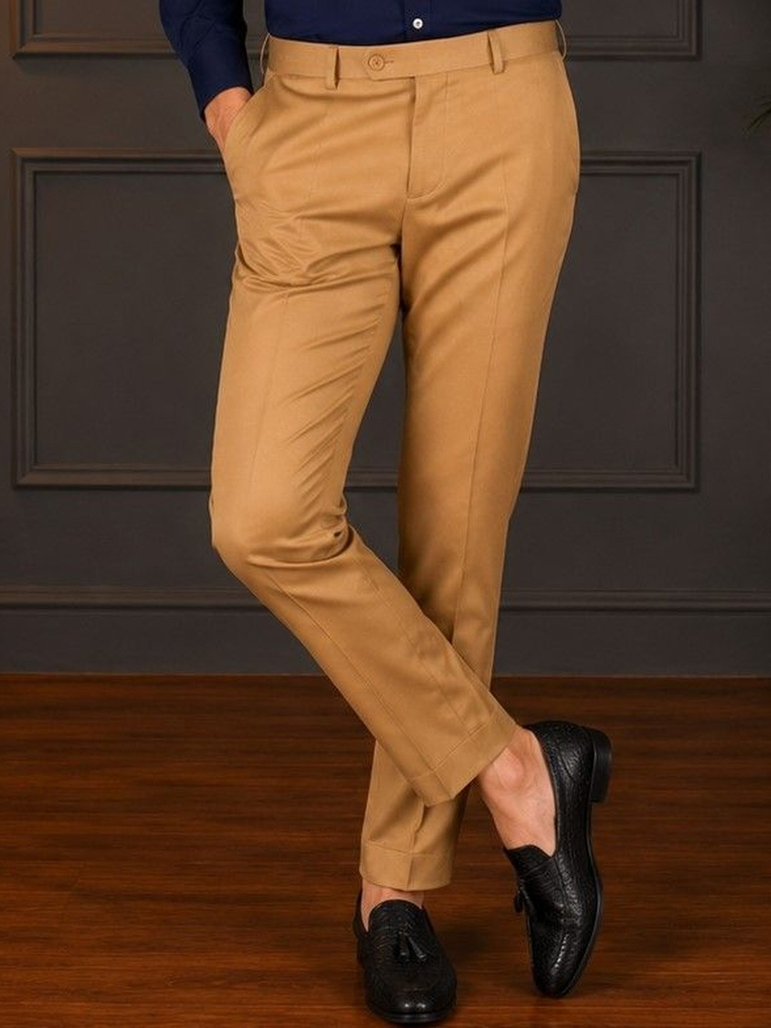 GHABA CREATION Men Cotton Smart Regular Fit Formal Trousers
