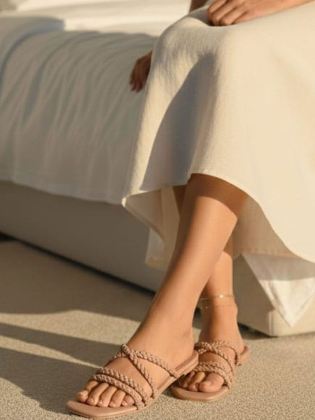 STICY Women Solid Square Toe Open Toe Flats