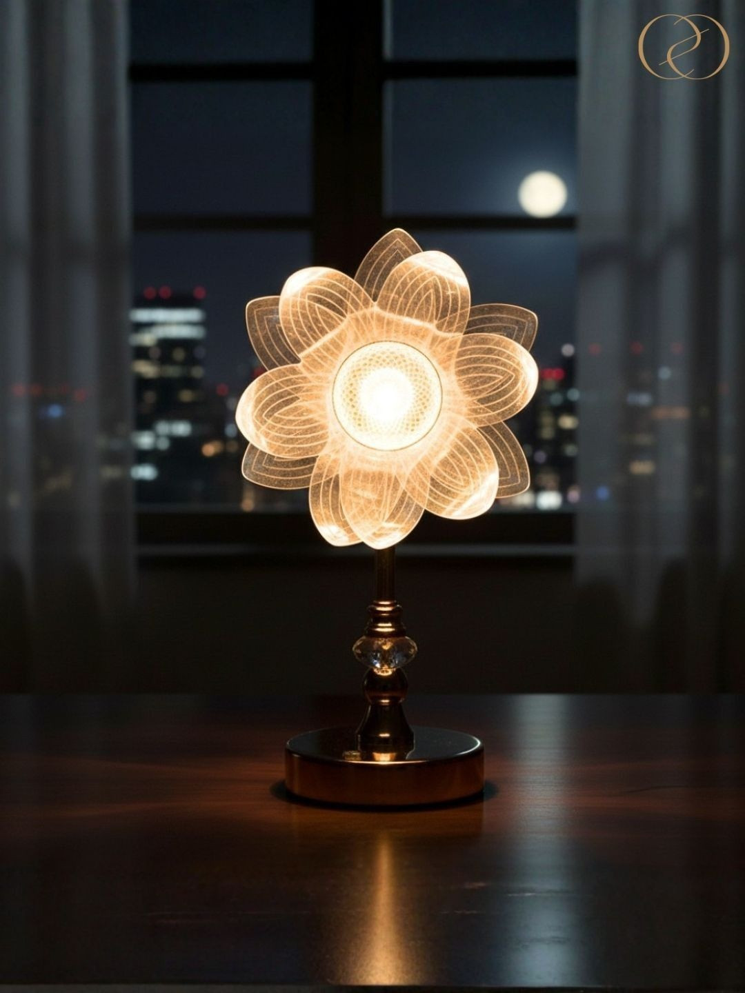 ELARE Gold-Toned Metal Abstract Shaped Table Lamp