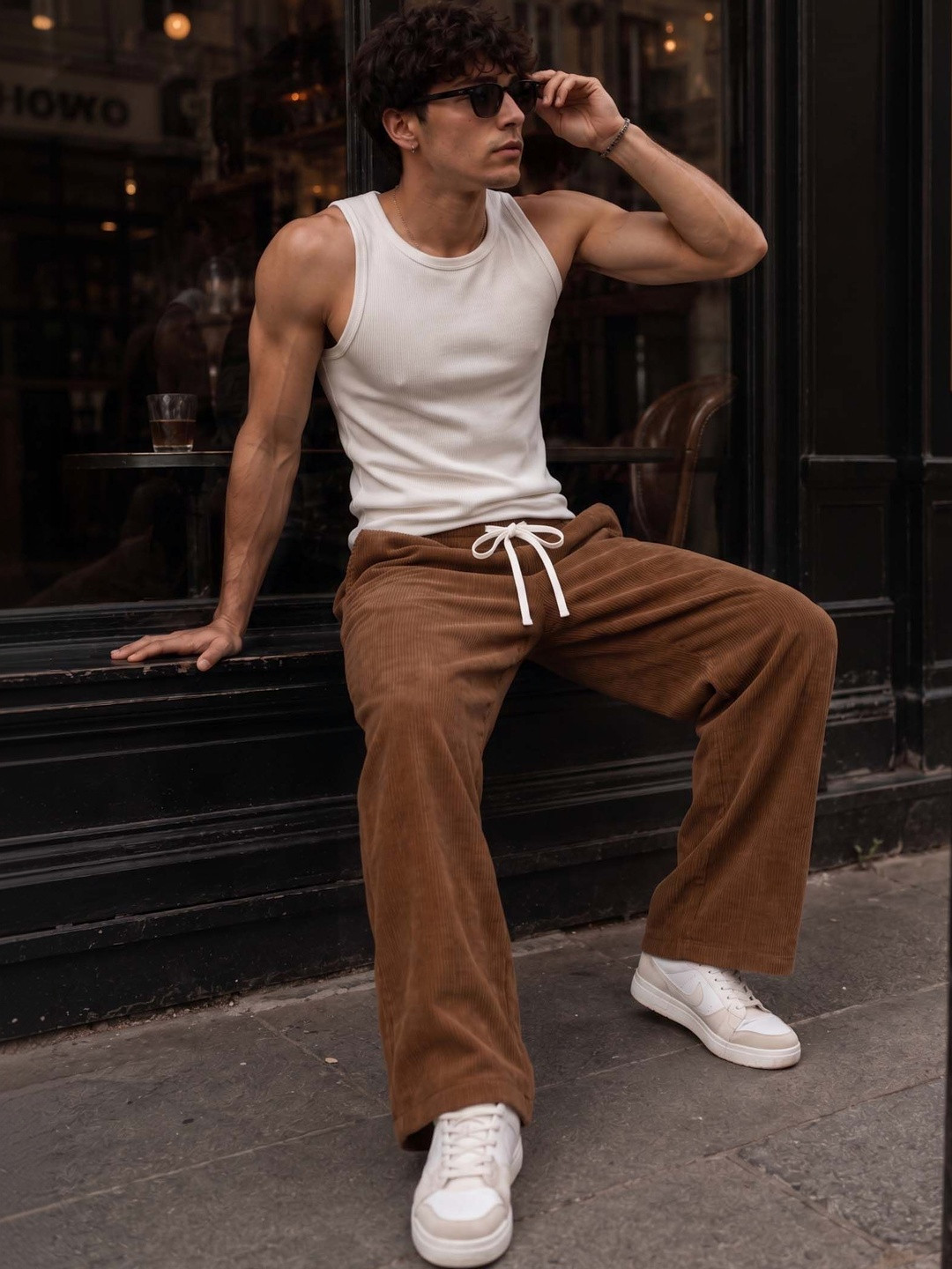 SZN Men Textured Easy Wash Trousers