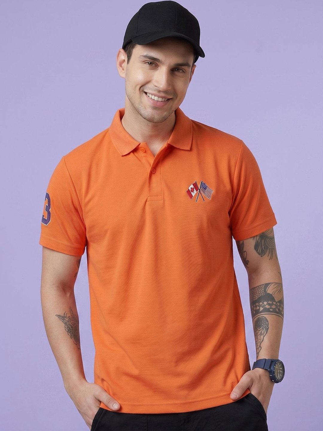 AIN6 Men Brand Logo Polo Collar T-shirt