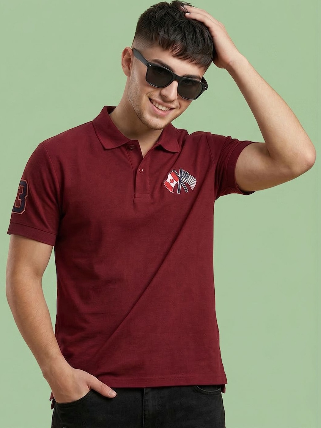 AIN6 Men Brand Logo Polo Collar T-shirt