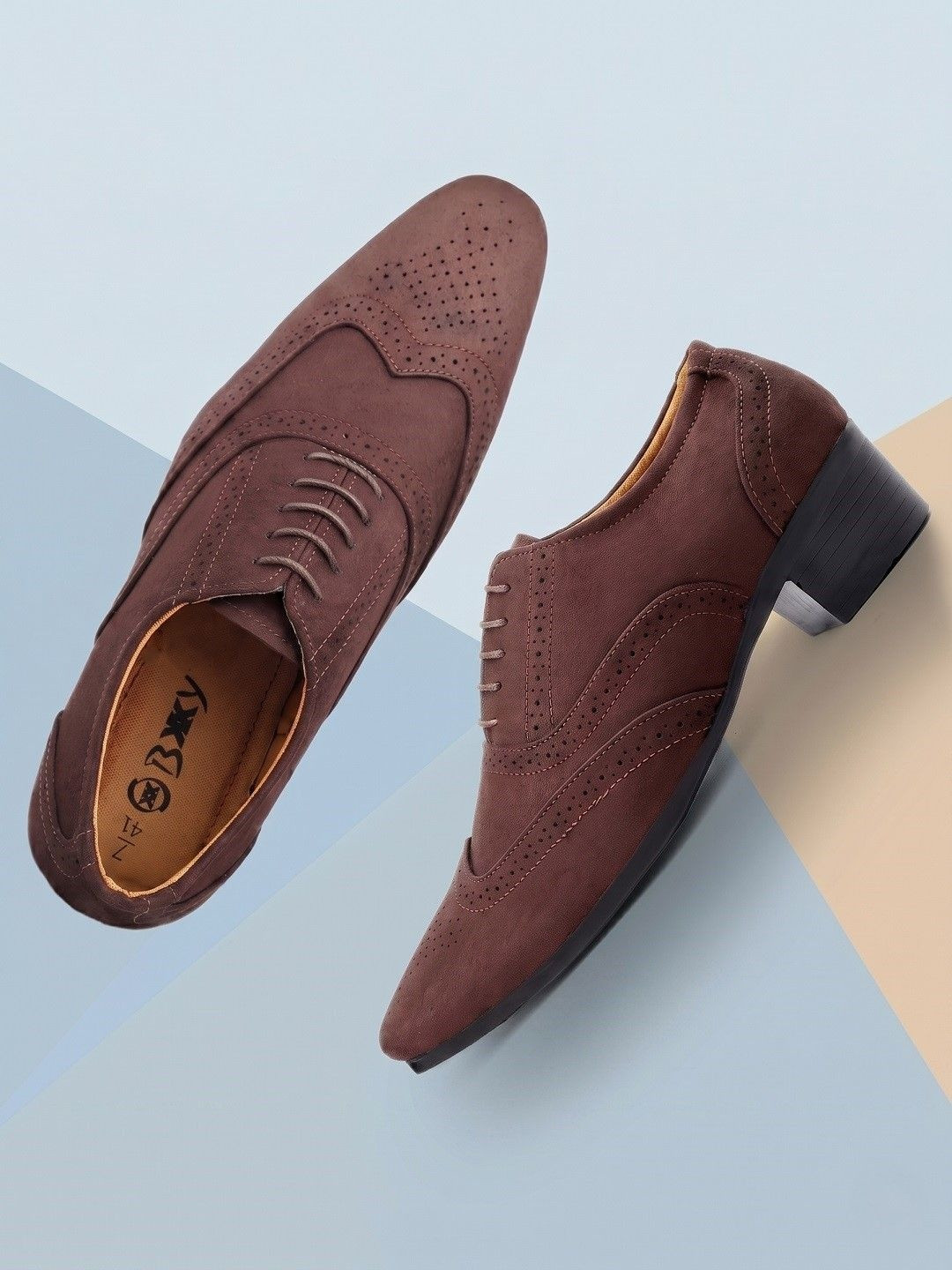 Bxxy Men Elevator Textured Comfortable Suede Party Brogues