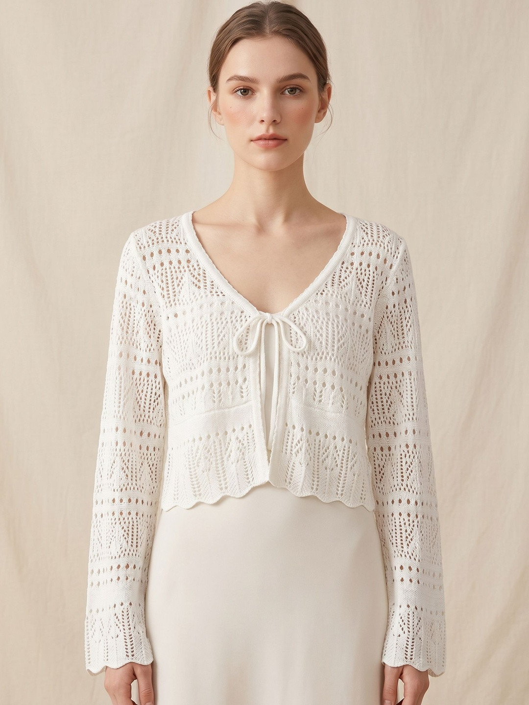 Suo Women Crop Tie-Up Shrug