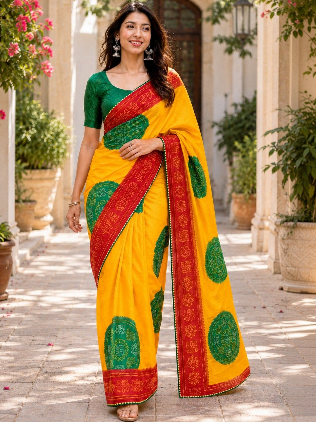 HERE&NOW Ethnic Motifs Silk Cotton Saree