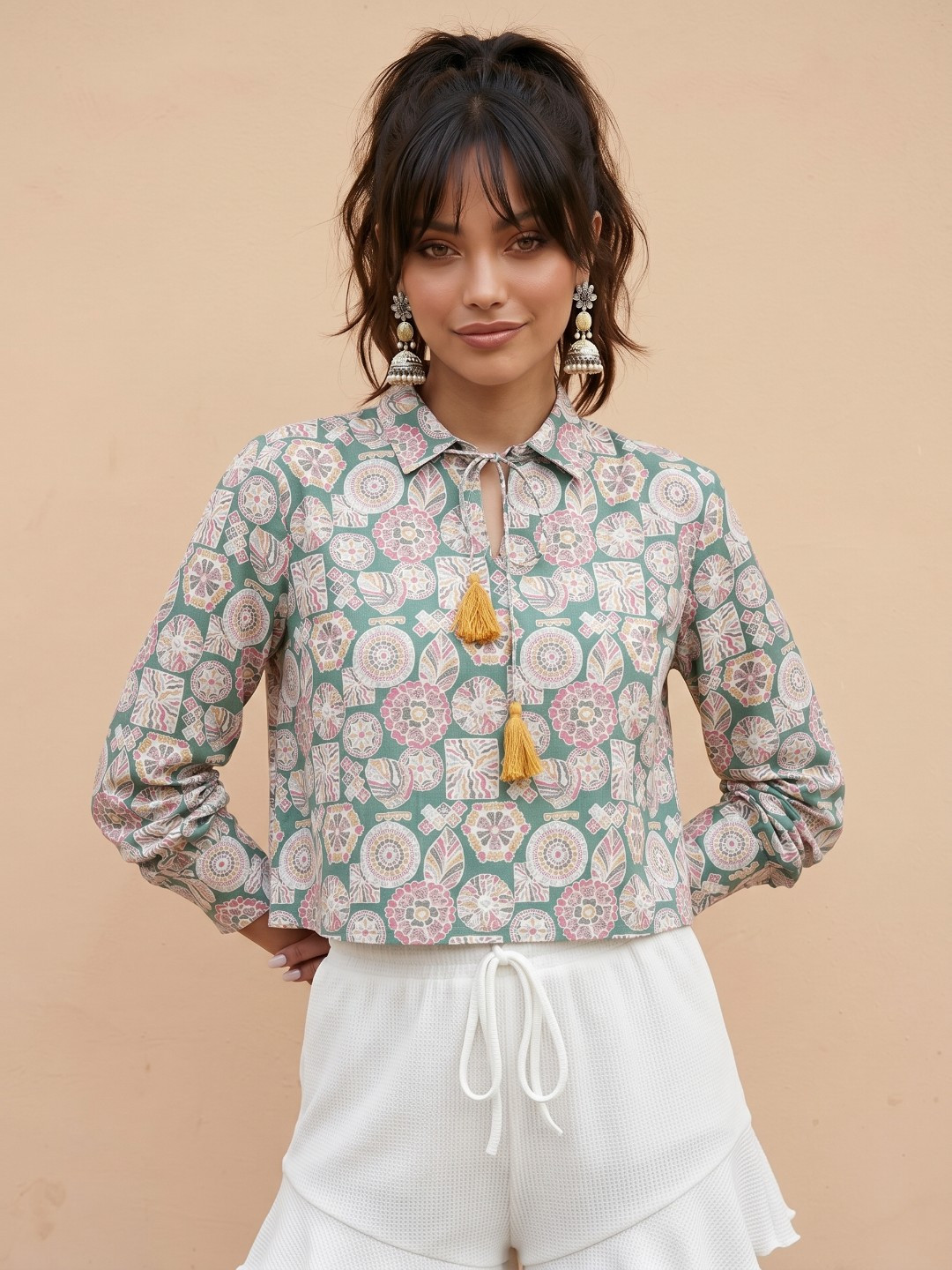 fusion by glitchez Geometric Printed Top
