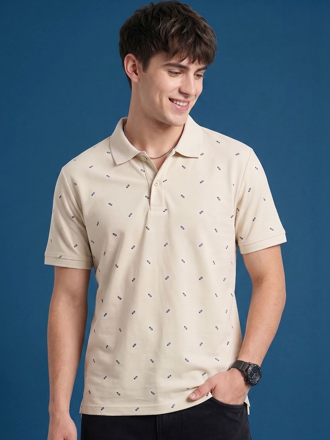 AIN6 Men Printed Polo Collar T-shirt