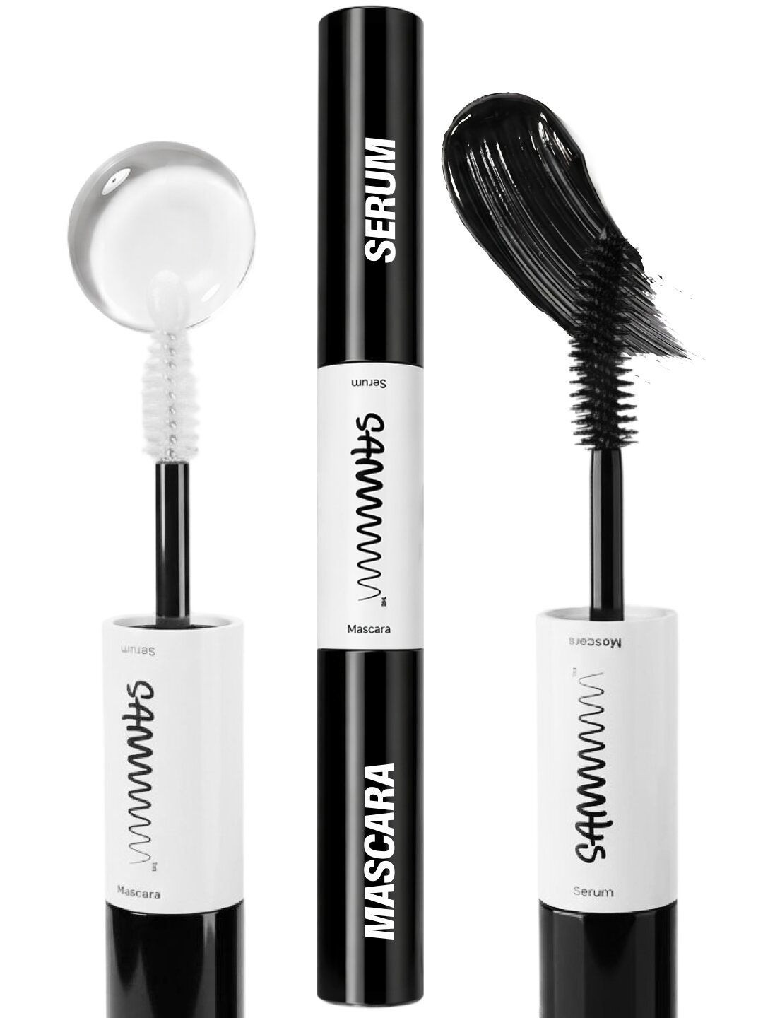 Sammmm Double Take Lash Serum - 5.5 ml + Volumizing Waterproof Mascara - 6 ml - Black