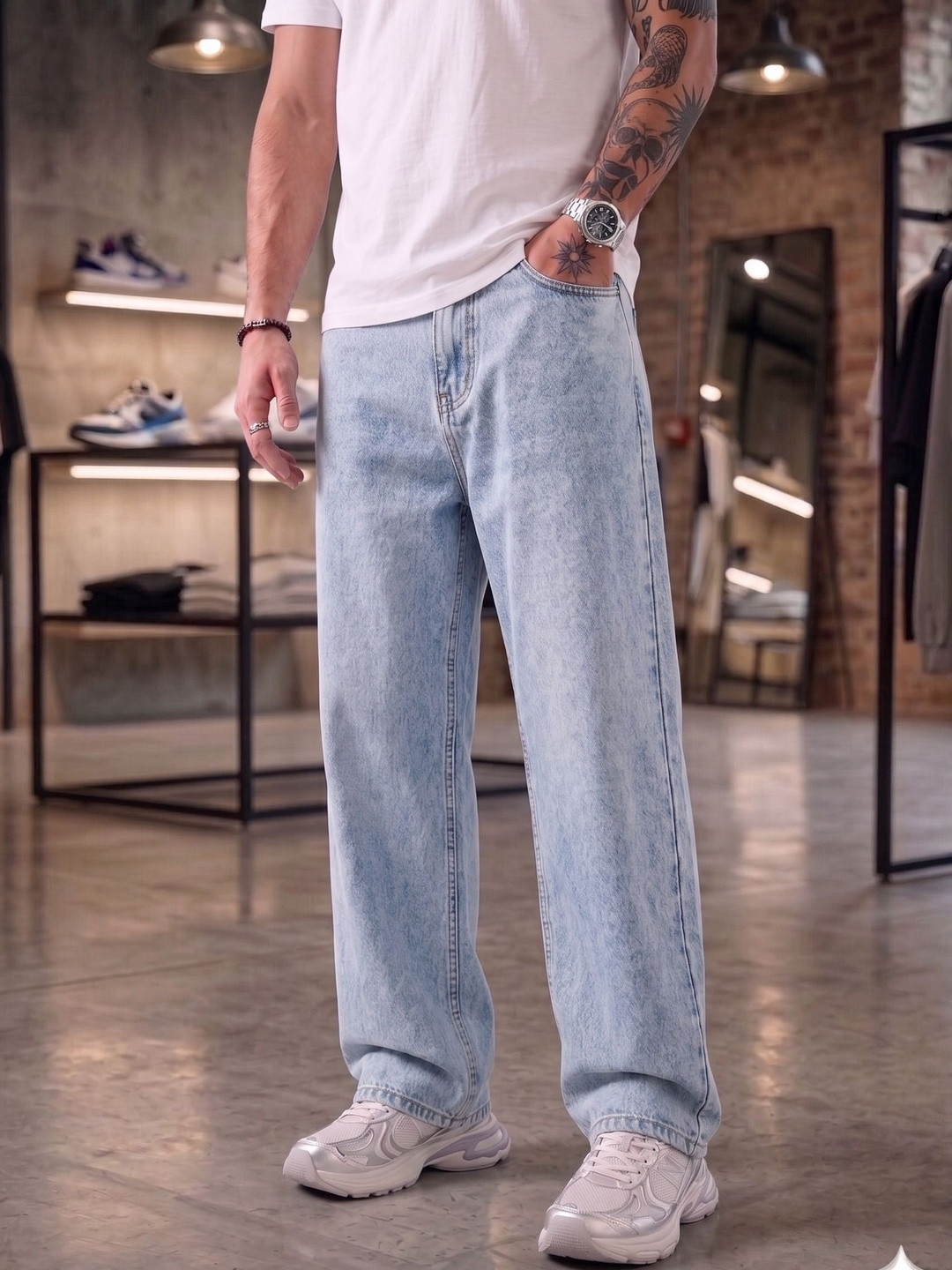 Gaucha Men Relaxed Fit Mid-Rise Acid Wash Stretchable Jeans